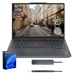Lenovo - ThinkPad E14 14" FHD+ Laptop - AMD Ryzen 7 7735U with 64GB RAM - 2TB SSD - Copilot & Backlit KB - 7-in-1 USB-C Hub - Black