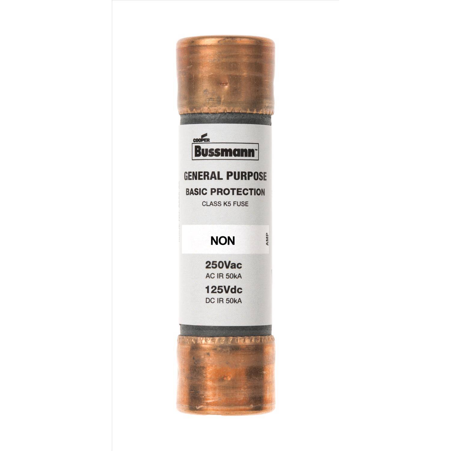 COOPER Bussmann  
GENERAL PURPOSE BASIC PROTECTION CLASS K5 FUSE  
NON  
250Vac AC IR 50kA  
125Vdc DC IR 50kA