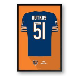 Sporticulture - Dick Butkus Chicago Bears Framed 14" x 20" Retired Jersey Art Print - Multicolor