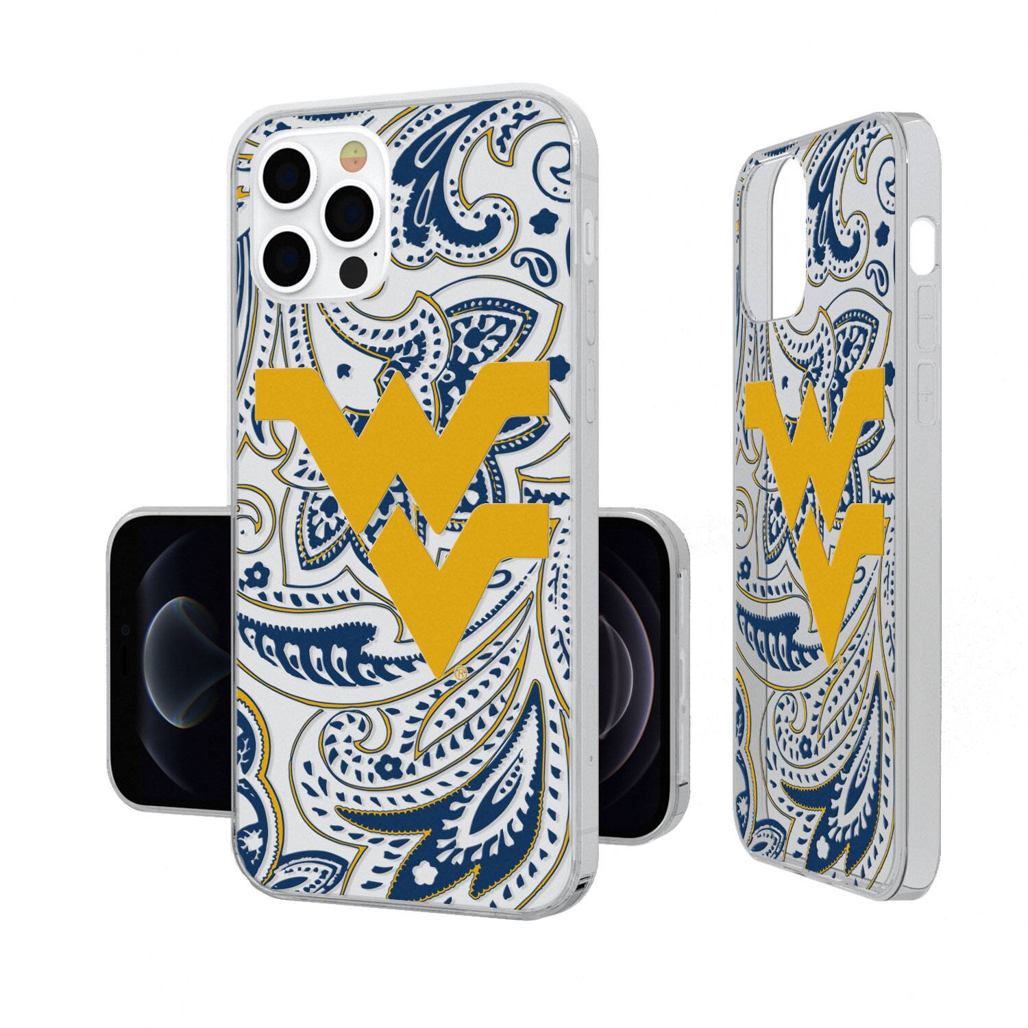 Alt View 2. Keyscaper - West Virginia Mountaineers iPhone Paisley Design Clear Case - 16e - Multicolor.
