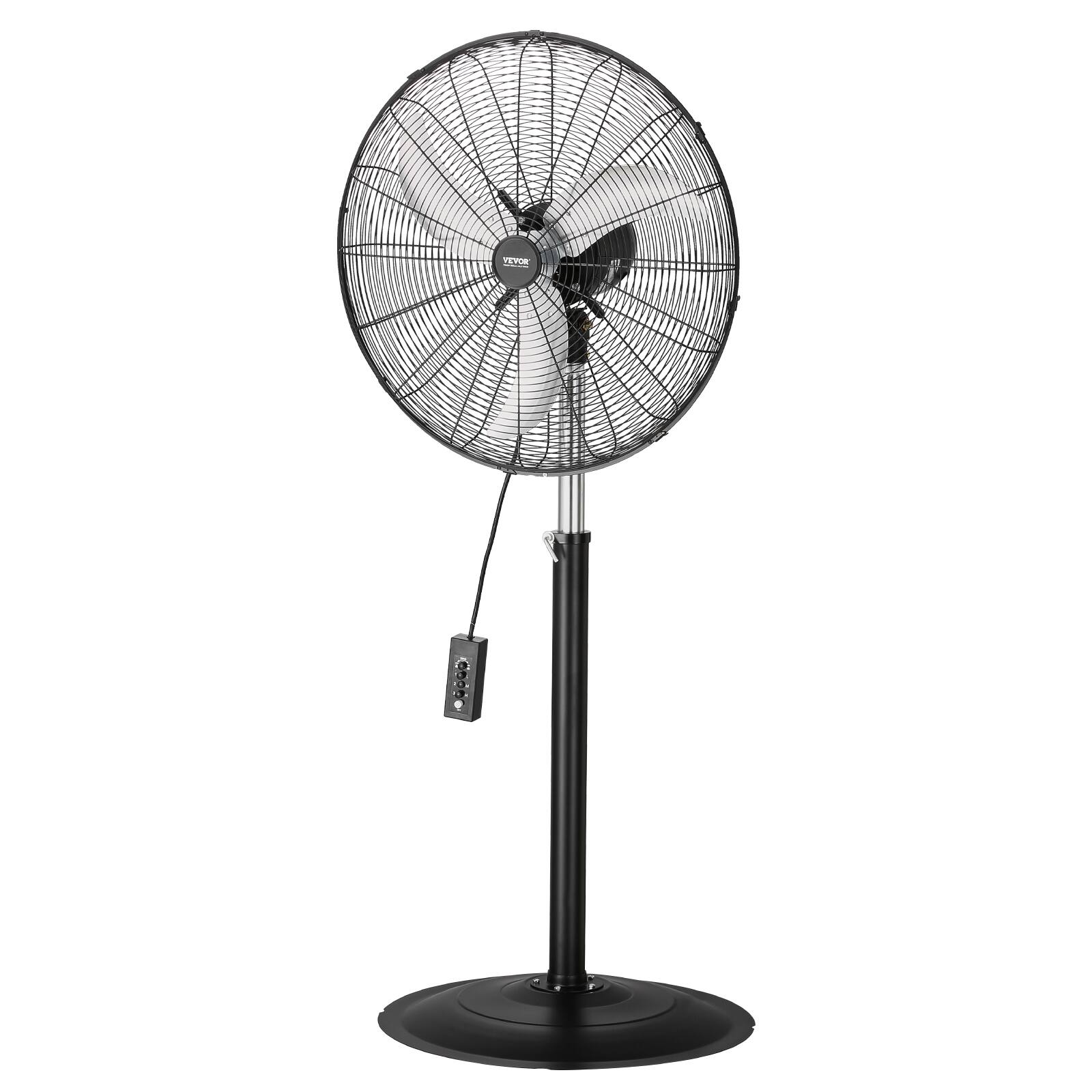 Alt View 5. VEVOR - Industrial Pedestal Fan, 24 Inch 85-Degree Oscillating Fan, Height Adjustable Standing Fans with 3 Adjustable Speeds - Black.