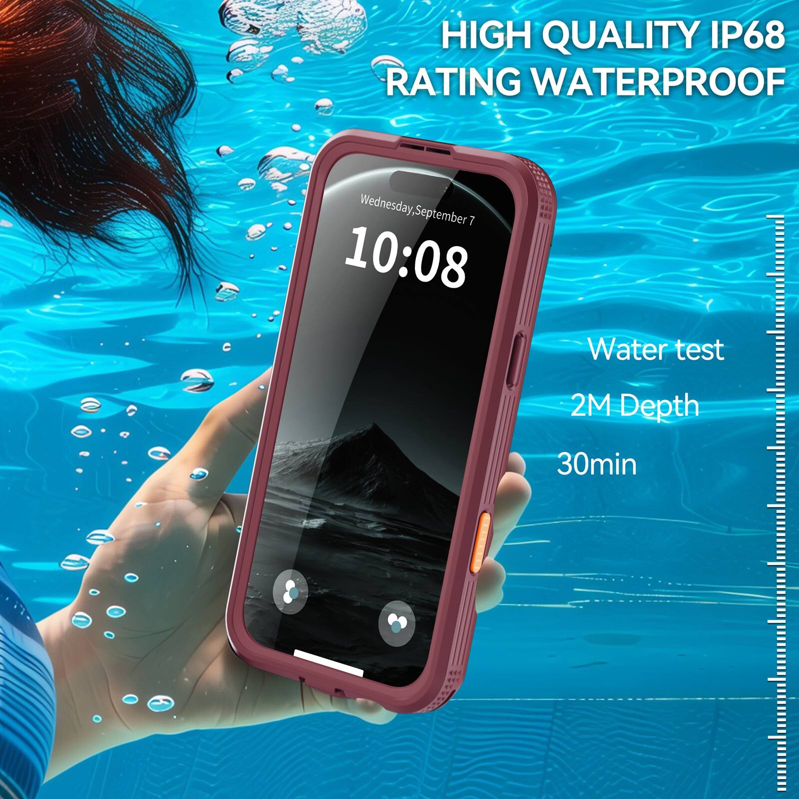 HIGH QUALITY IP68 RATING WATERPROOF

Wednesday, September 7 10:08

Water test
2M Depth
30min