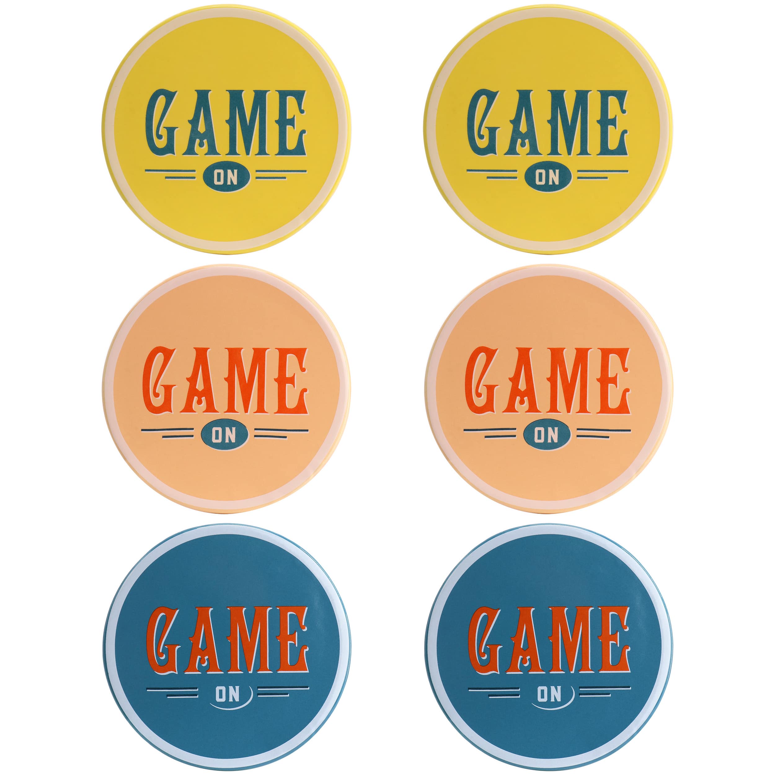 Wanda June Home - Game On 6 Piece Stoneware Coaster Set in Assorted Colors - Multi