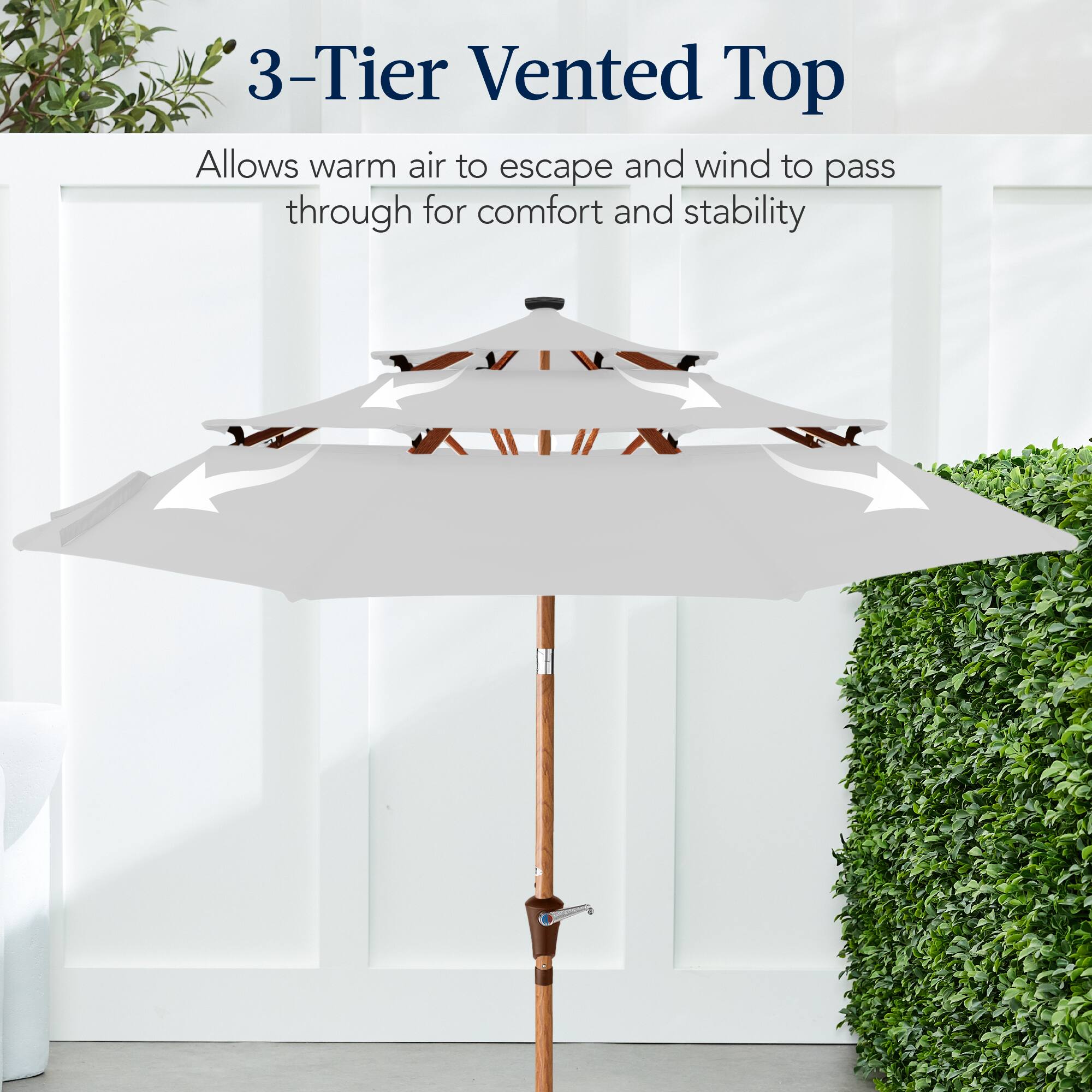 3-Tier Vented Top

Allows warm air to escape and wind to pass through for comfort and stability.