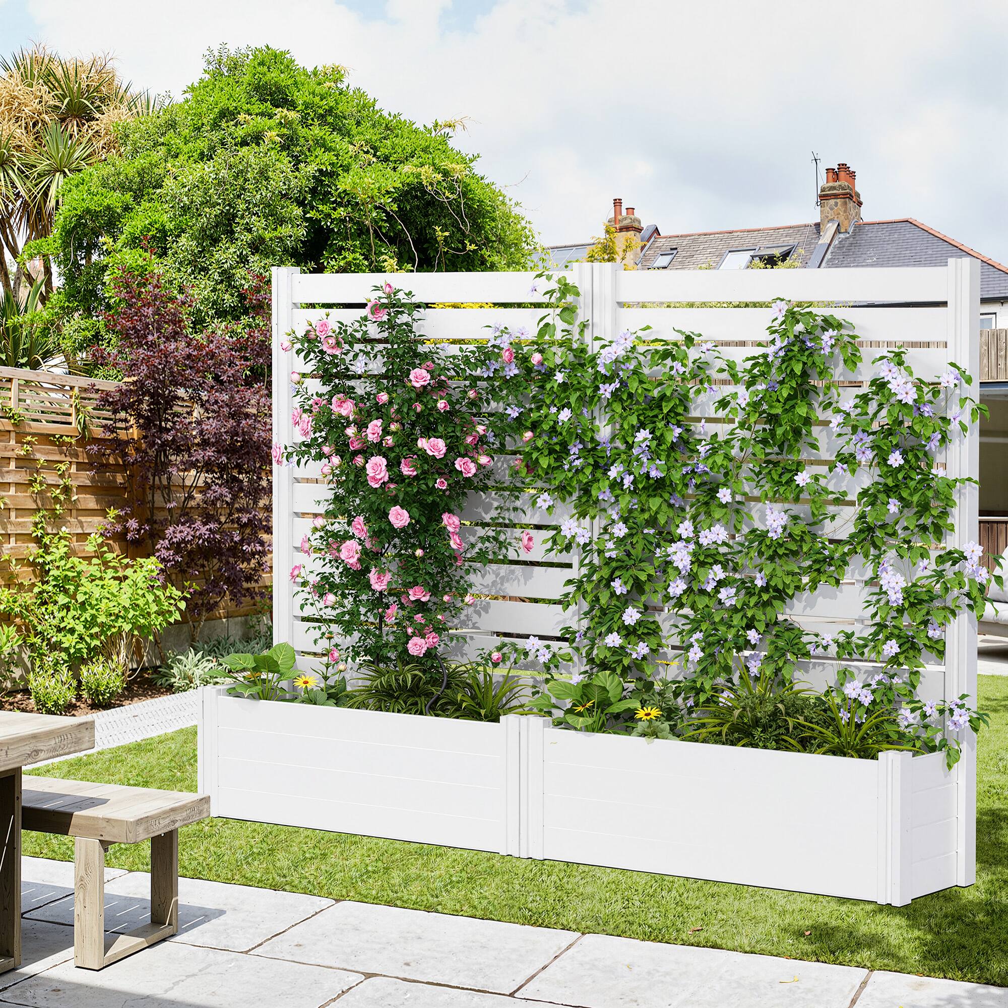 Alt View 1. PexFix - 71 in. x 47 in. x 11.8 in.Rectangle Vinyl PVC Planter Box Raised Garden Beds with Trellis-Ideal for Backyard - White.