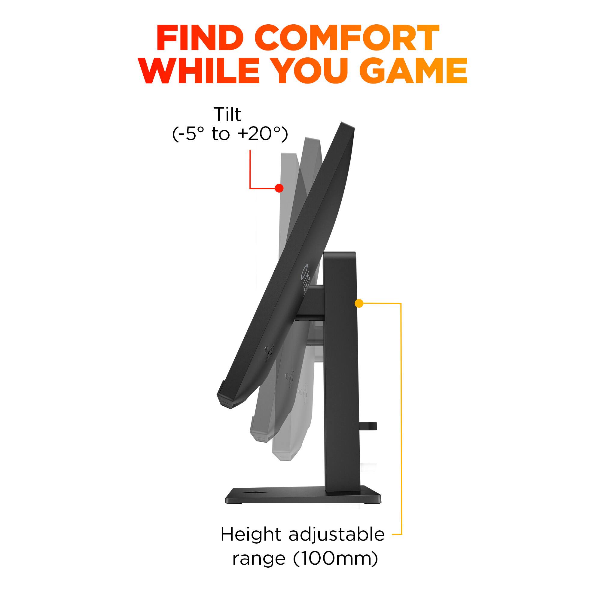 FIND COMFORT WHILE YOU GAME Tilt (-5 to +20) Height adjustable range (100mm)