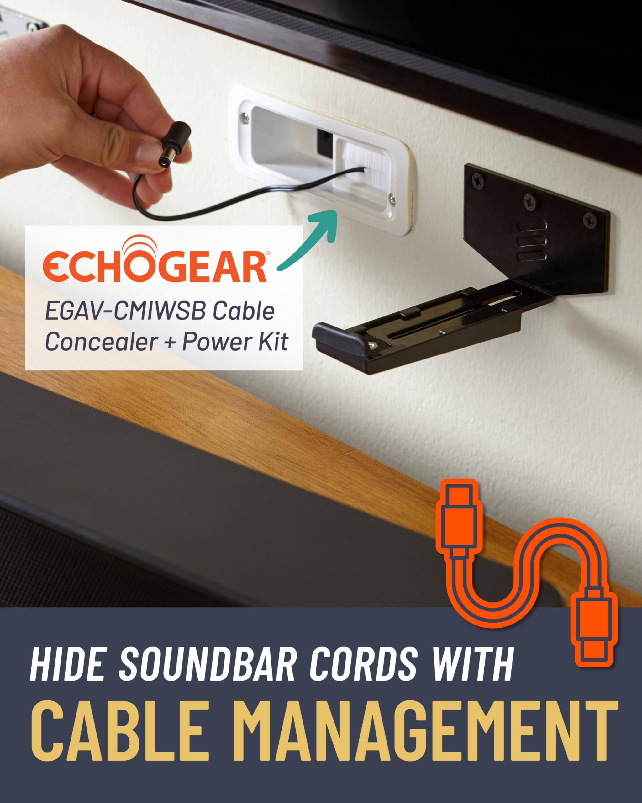ECHOGEAR EGAV-CMIWSB Cable Concealer + Power Kit, HIDE SOUNDBAR CORDS WITH CABLE MANAGEMENT