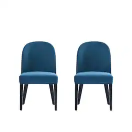 Manhattan Comfort - Hillman Modern Wood Upholstered Dining Chair - Set of 2 - Blue