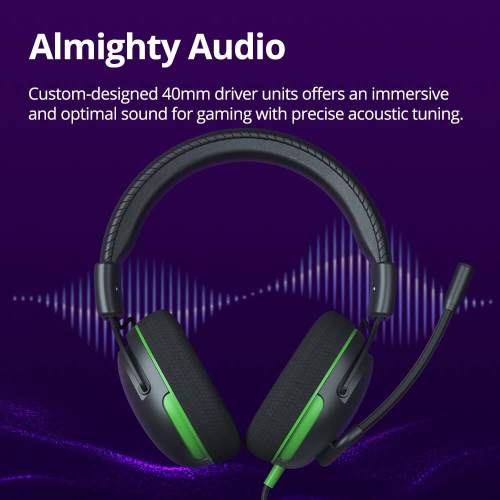 Almighty Audio Custom-designed 40mm driver units offer an immersive and optimal sound for gaming with precise acoustic tuning.
