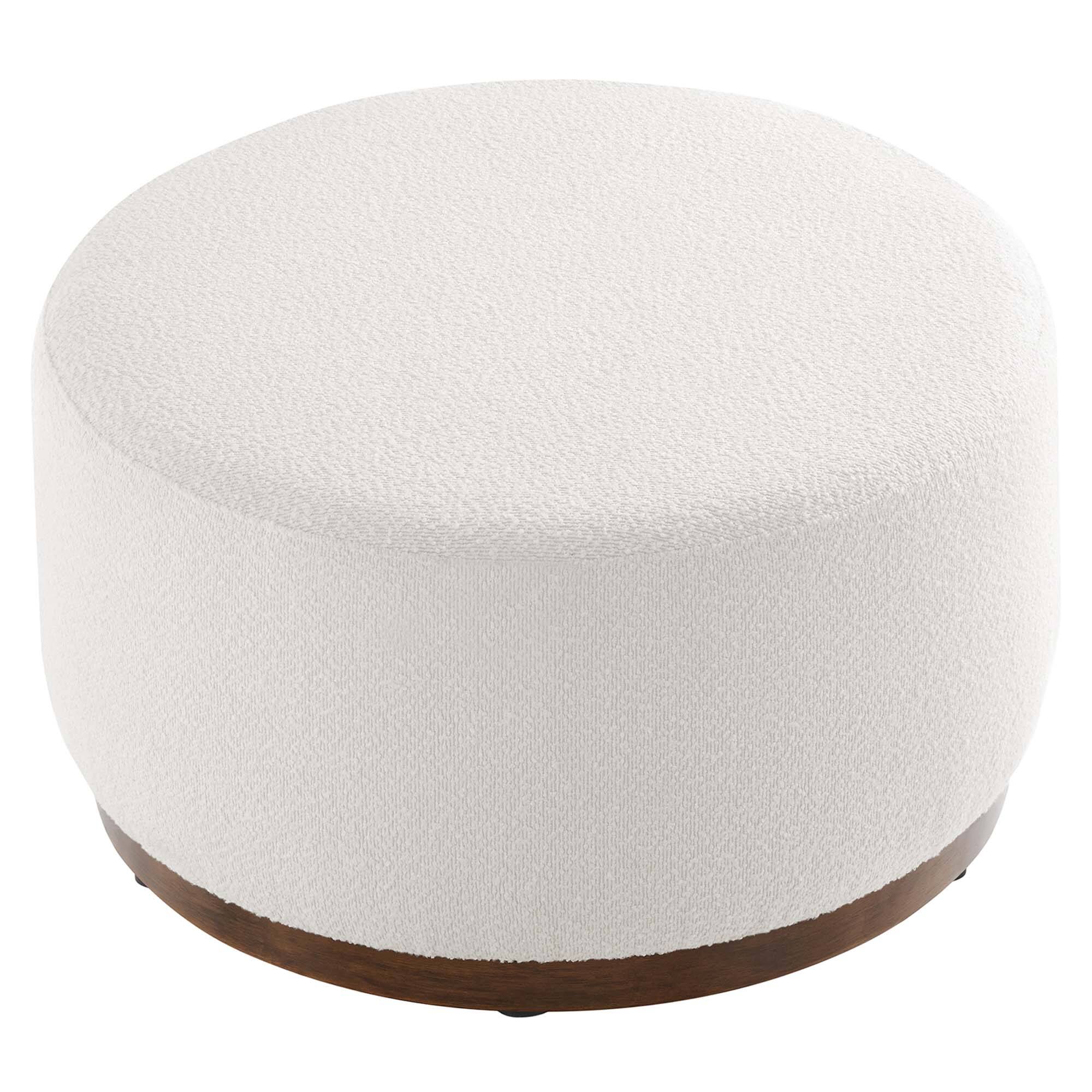 Alt View 2. Modway - Tilden Large 29" Round Boucle Upholstered Ottoman by Modway - Cloud Walnut.