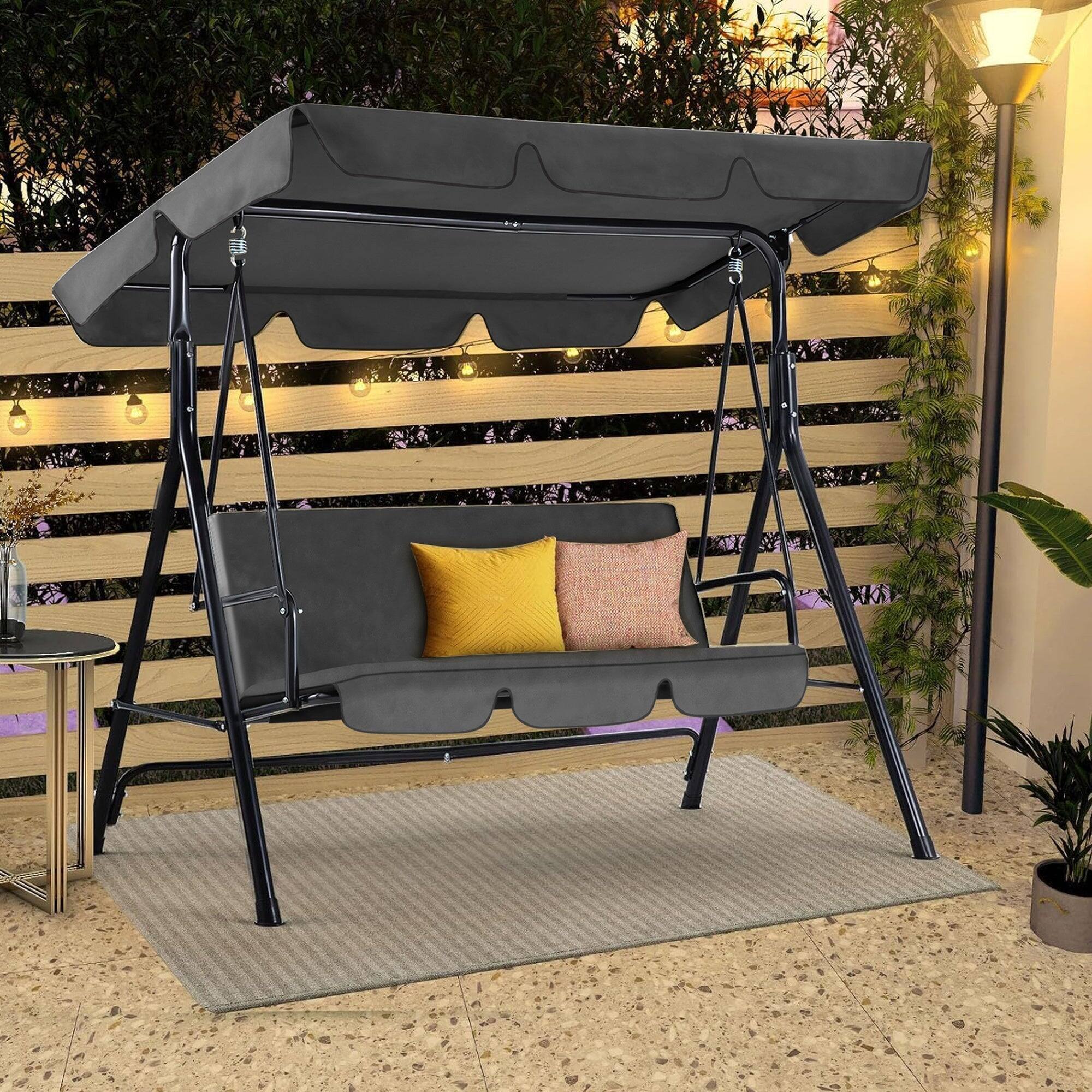 Alt View 3. Boyel Living - 3 Person Metal Patio Swing with Removable Cushion Outdoor Porch Swing Chair - Gray.
