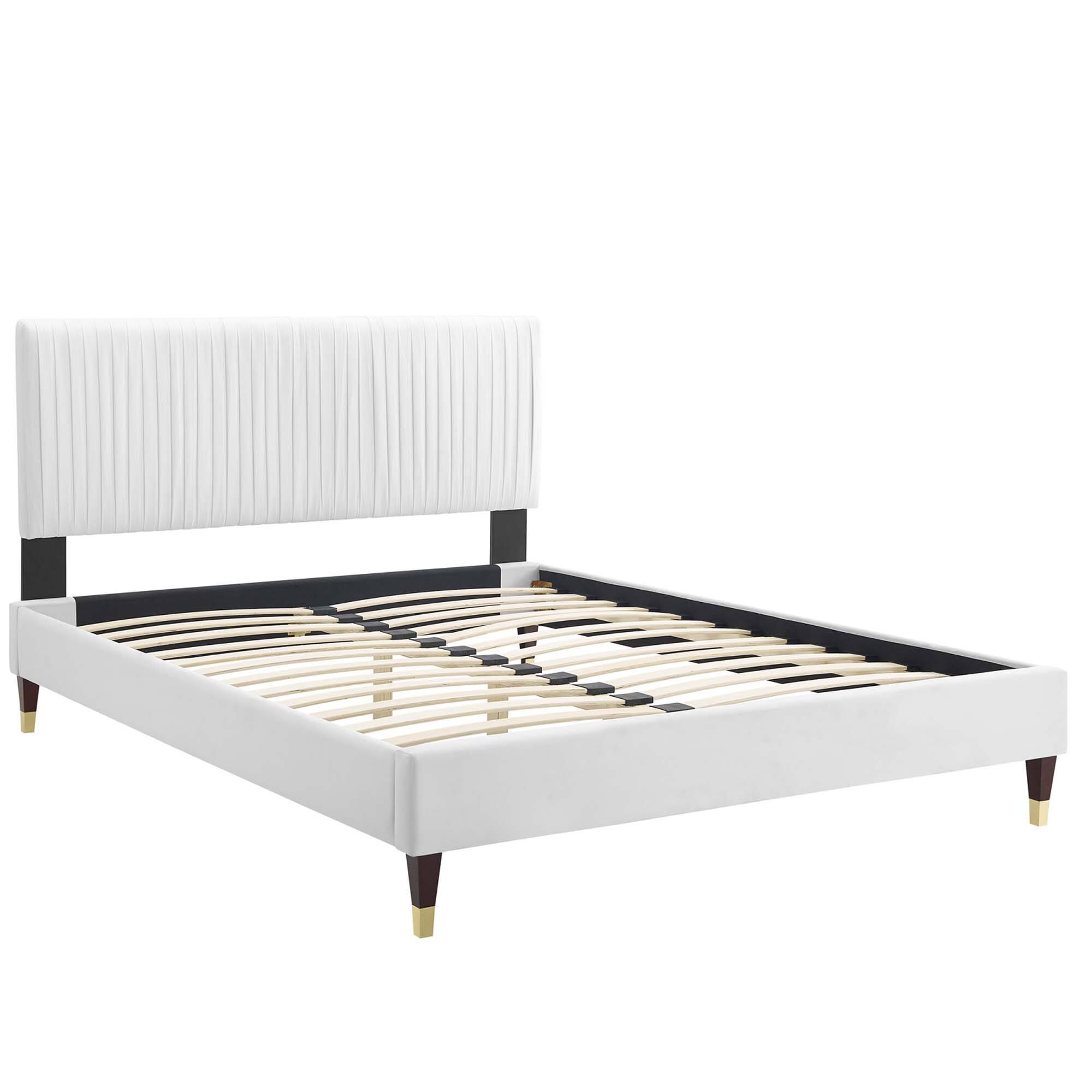 Alt View 1. Modway - Sidney Cane and Wood Full Platform Bed With Angular Legs - Brown.