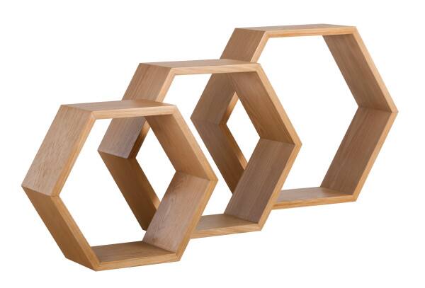 Alt View 1. Universal Expert - Universal Expert Abacus Hexagon Shelves, Set of 3, Oak - Oak.