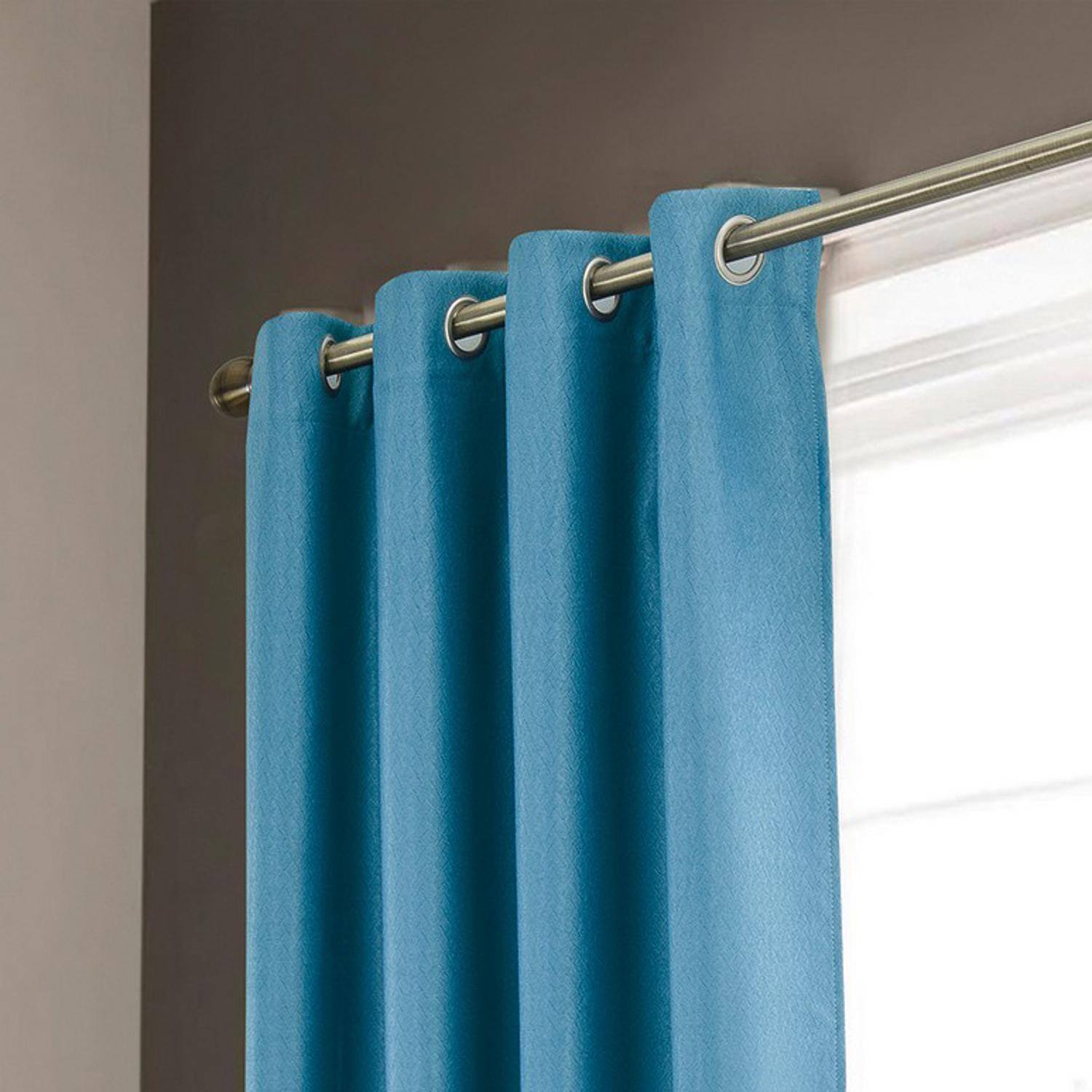 Angle. Olivia Gray - Olivia Gray Lydia Matte Embossed One Blackout Panel - 52"x84" Blue - Blue.