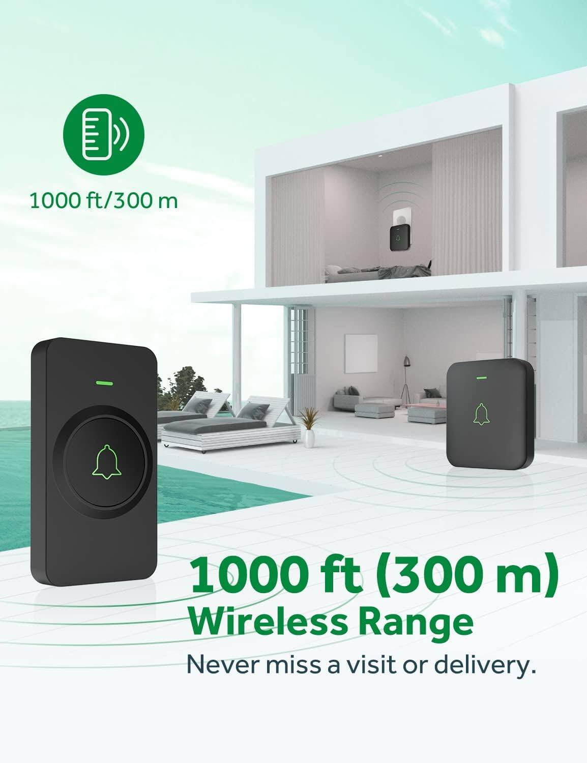 1000 ft/300 m

1000 ft (300 m) Wireless Range

Never miss a visit or delivery.