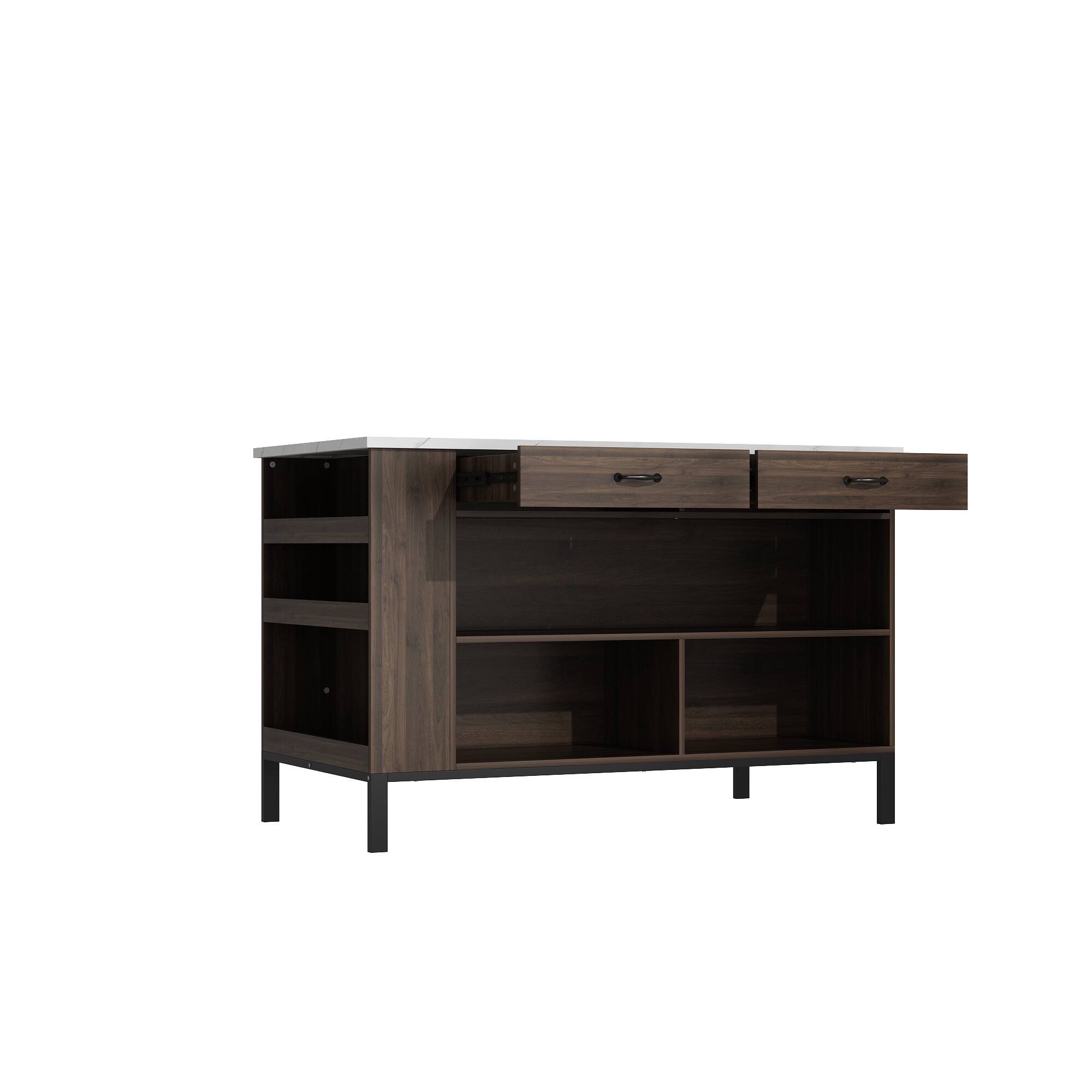 Angle. Famapy - Famapy Kitchen Island Storage Cabinet: Smart Organization for Modern Kitchens - Brown & White.