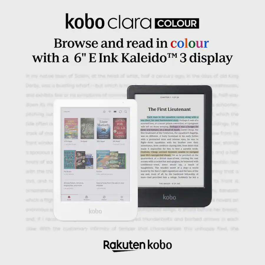 Kobo Clara Colour eReader (White) with and AC Bundle 2025 Cayenne Red ...