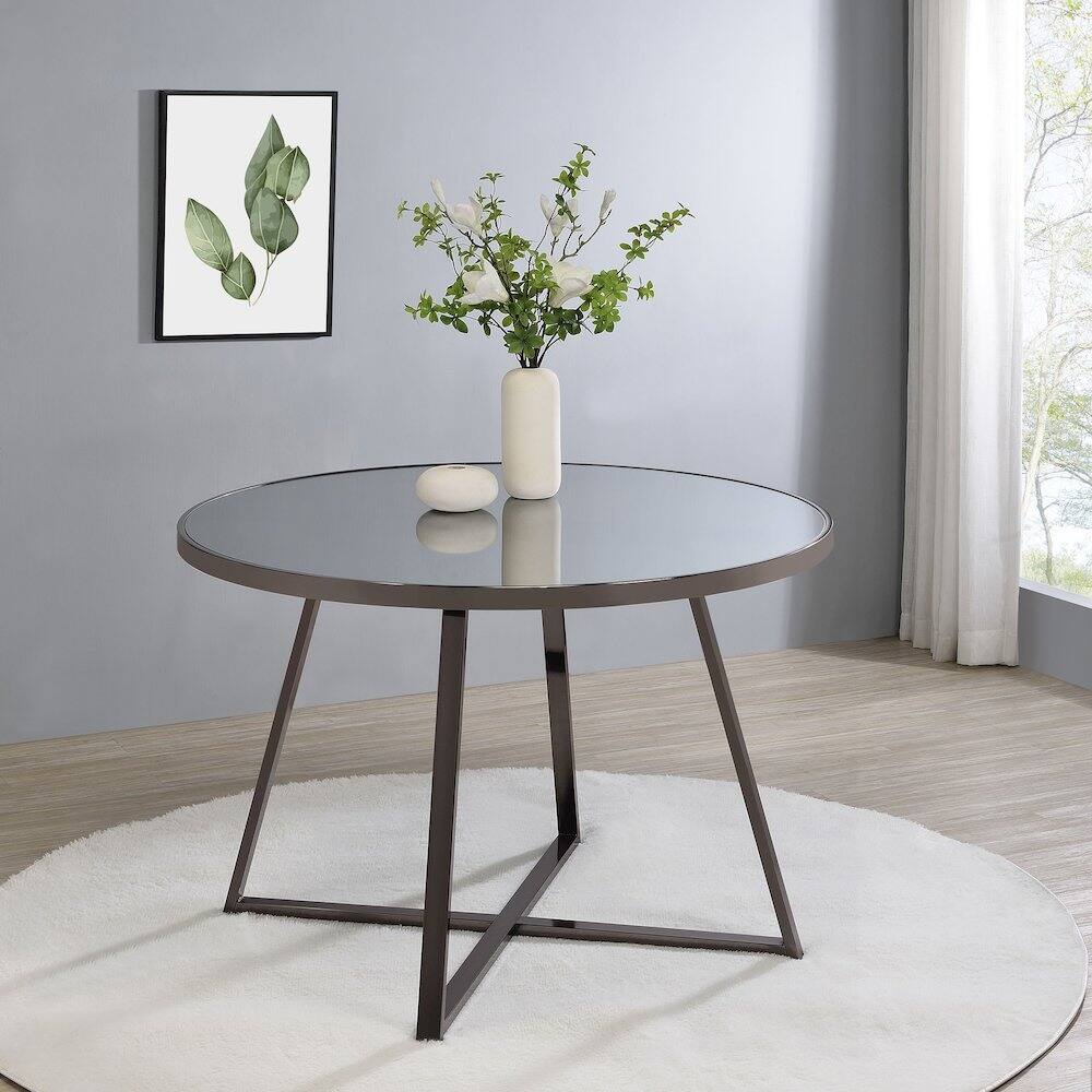 Alt View 4. Coaster Co. of America - Jillian Round 45-inch Mirror Top Dining Table Black Nickel - Black.