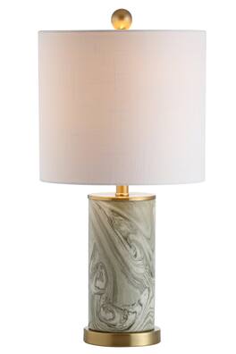 Jonathan Y - Swirl 20.5" Ceramic LED Table Lamp, Gray/ - Green