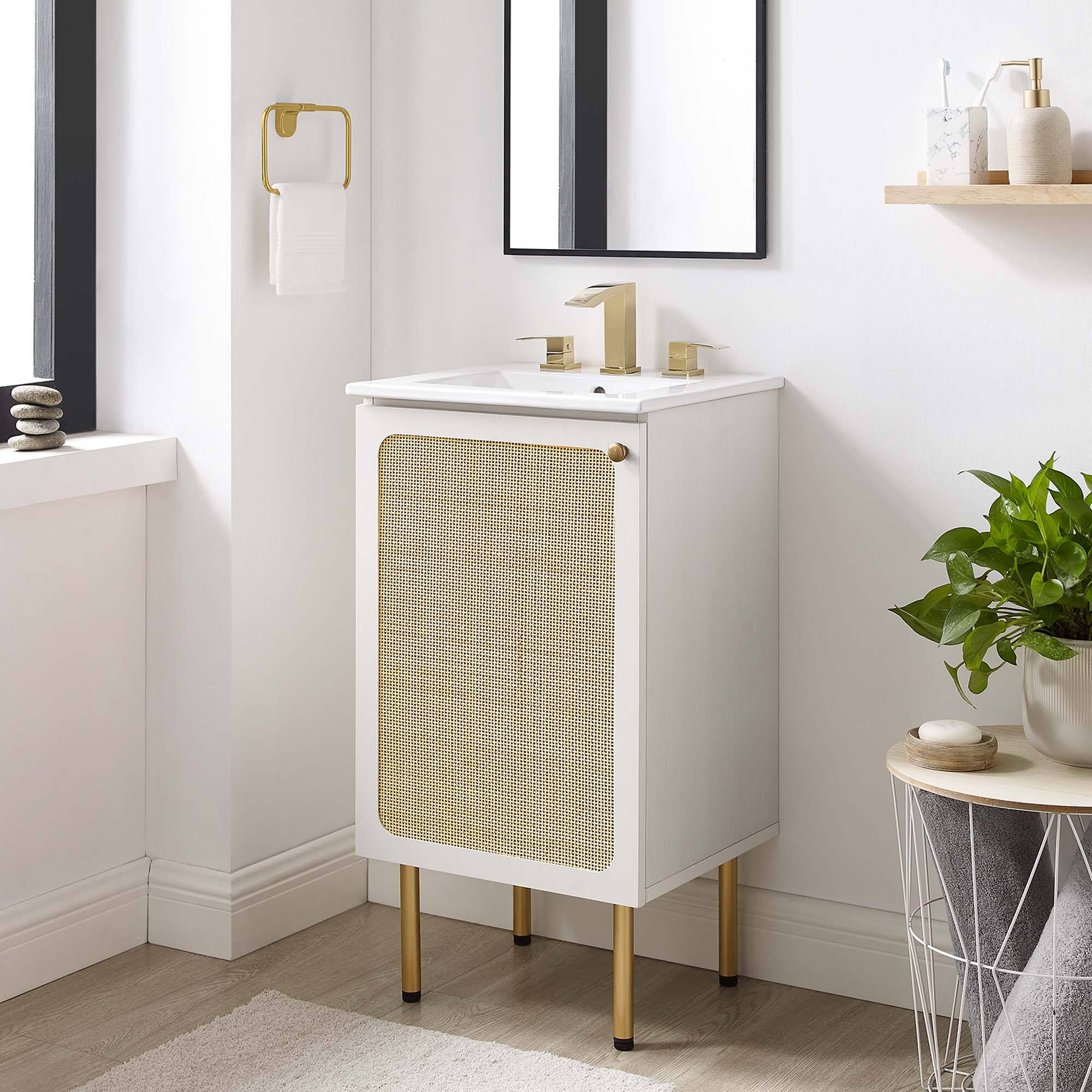 Front. Modway - Chaucer Bathroom Vanity with White Basin Included by Modway - White White.