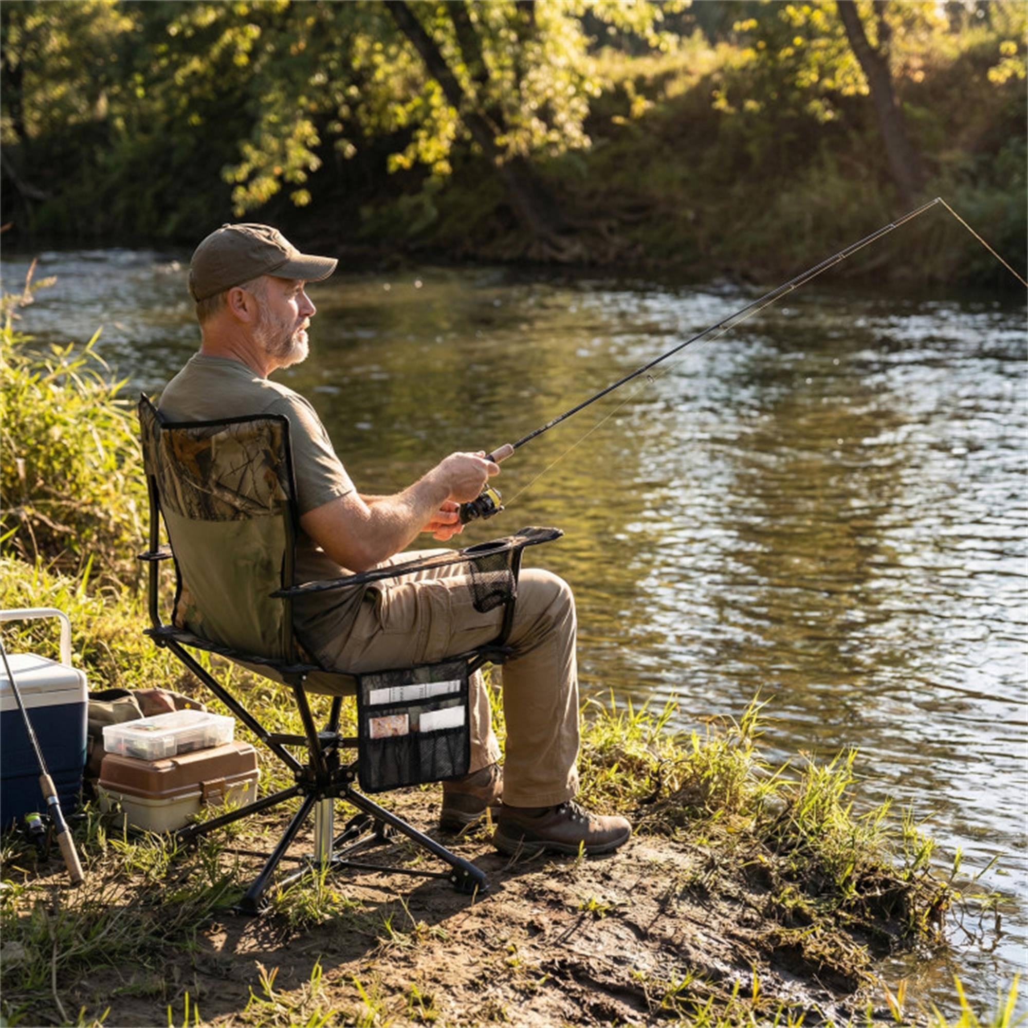 Alt View 1. Boyel Living - Green 360-Degree Swivel Hunting Chair 35.0-in L x 32.0-in W x 21.0-in H with Cup Holders - Green.