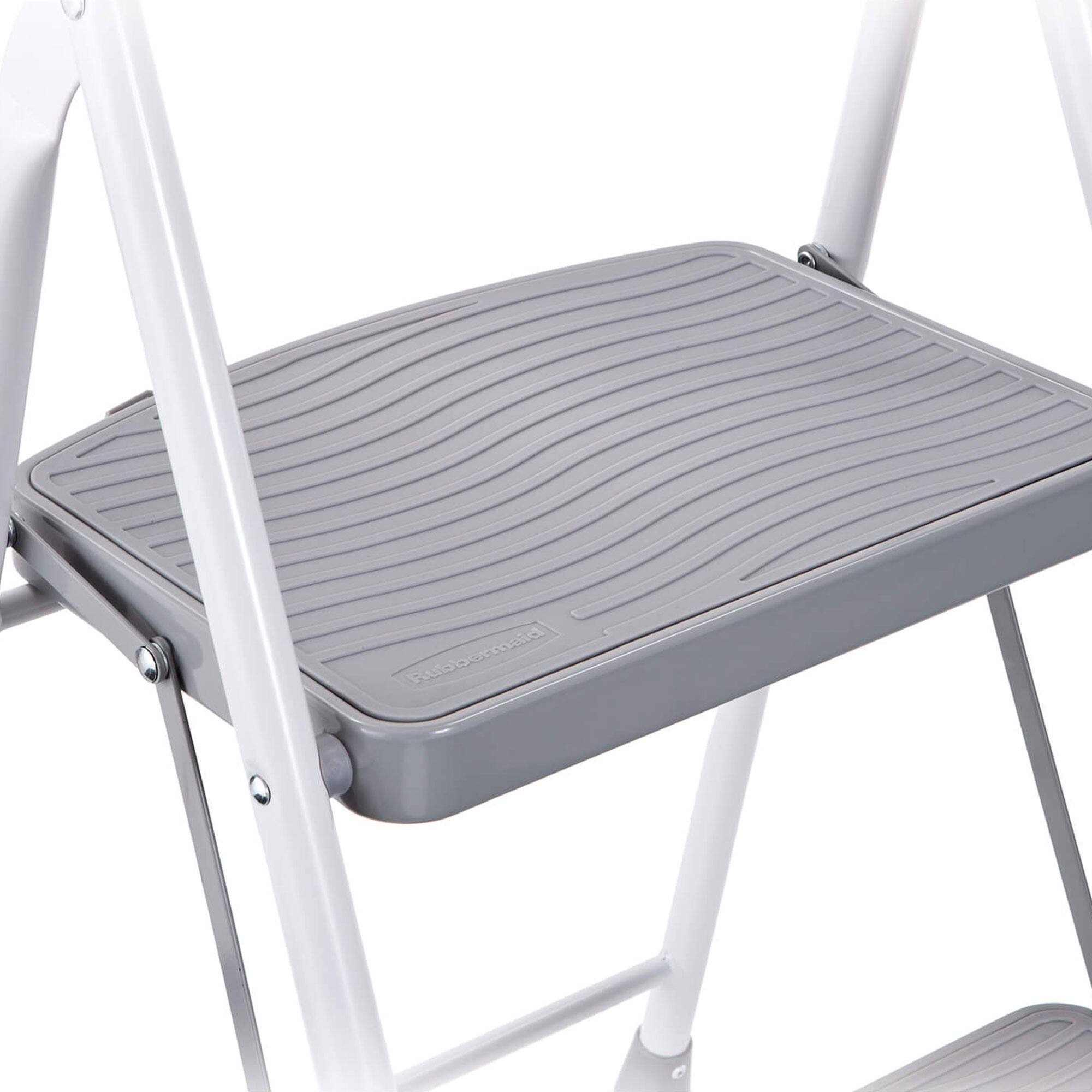 Alt View 6. RubberMaid - Rubbermaid 3 Step Folding Ladder, Steel Foldable Step Stool w/ Hand Grip, White - White.
