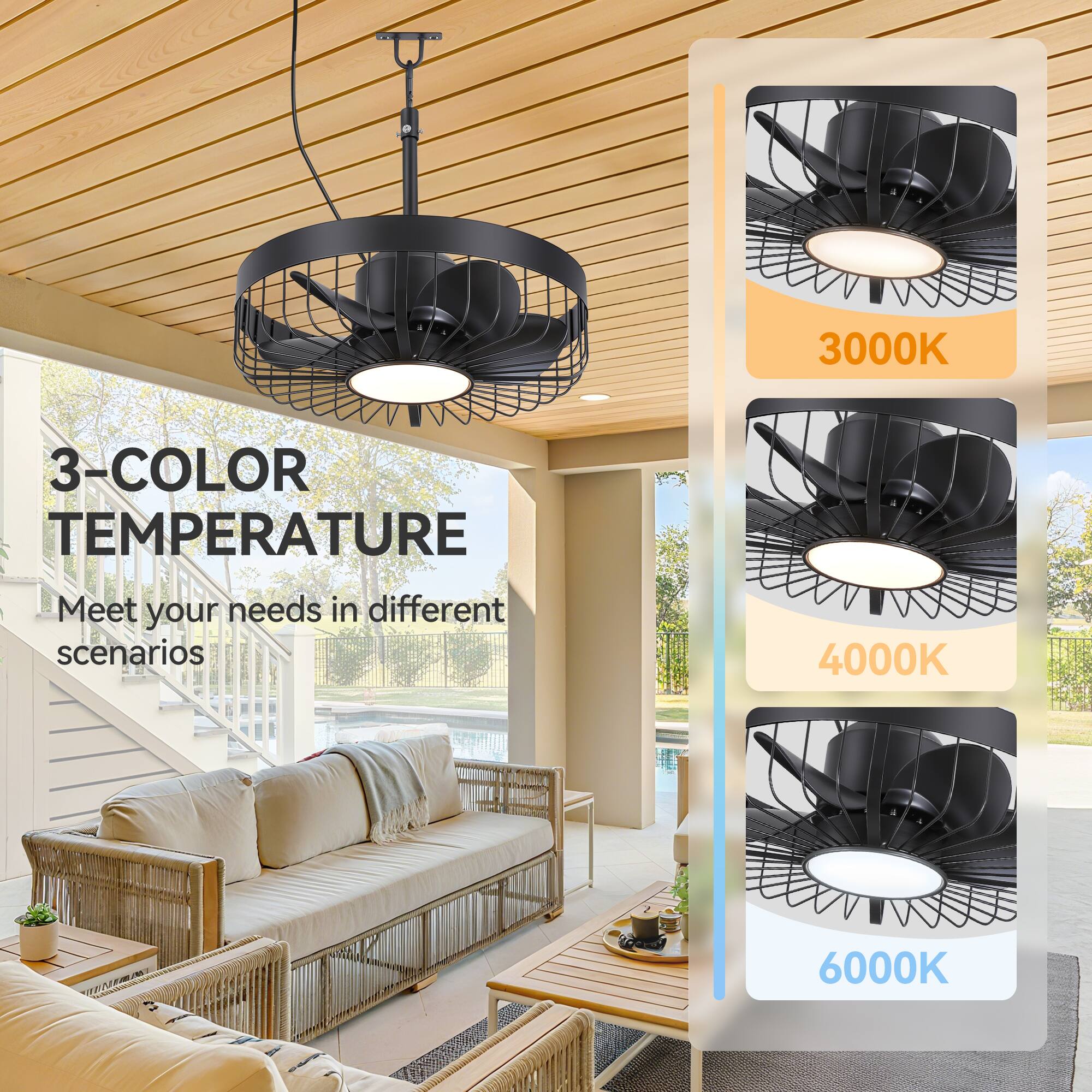 3-COLOR TEMPERATURE  
Meet your needs in different scenarios  

3000K  
4000K  
6000K