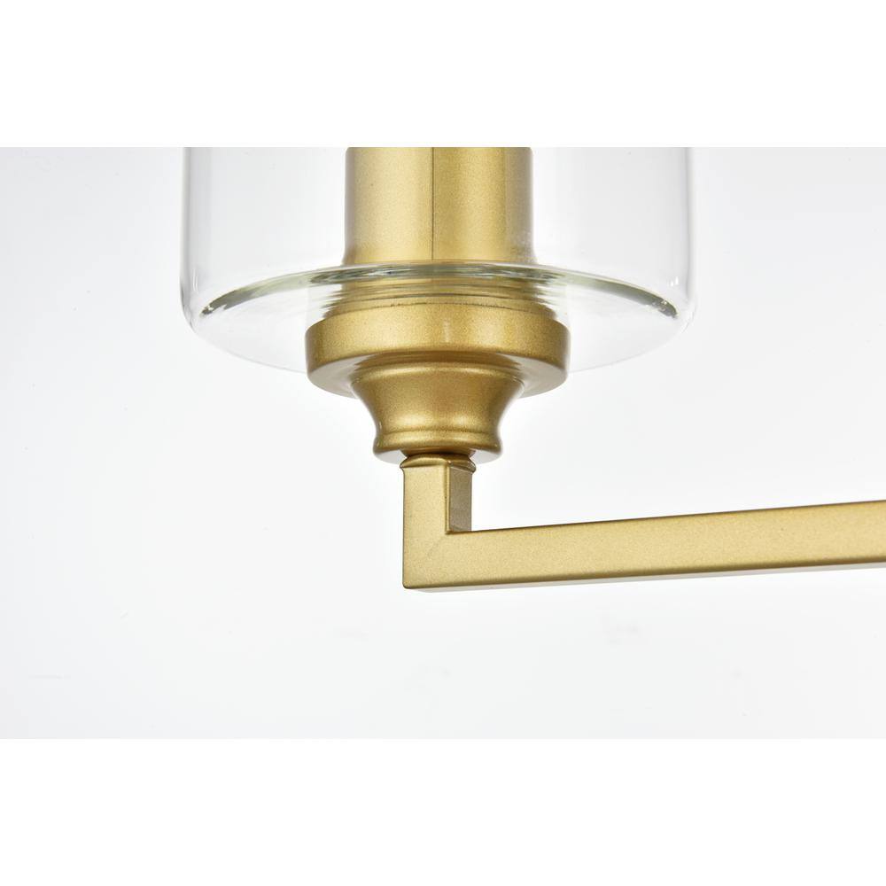 Angle. Living District - Mayson 3 light Brass and Clear Bath Sconce - Brass And Clear.