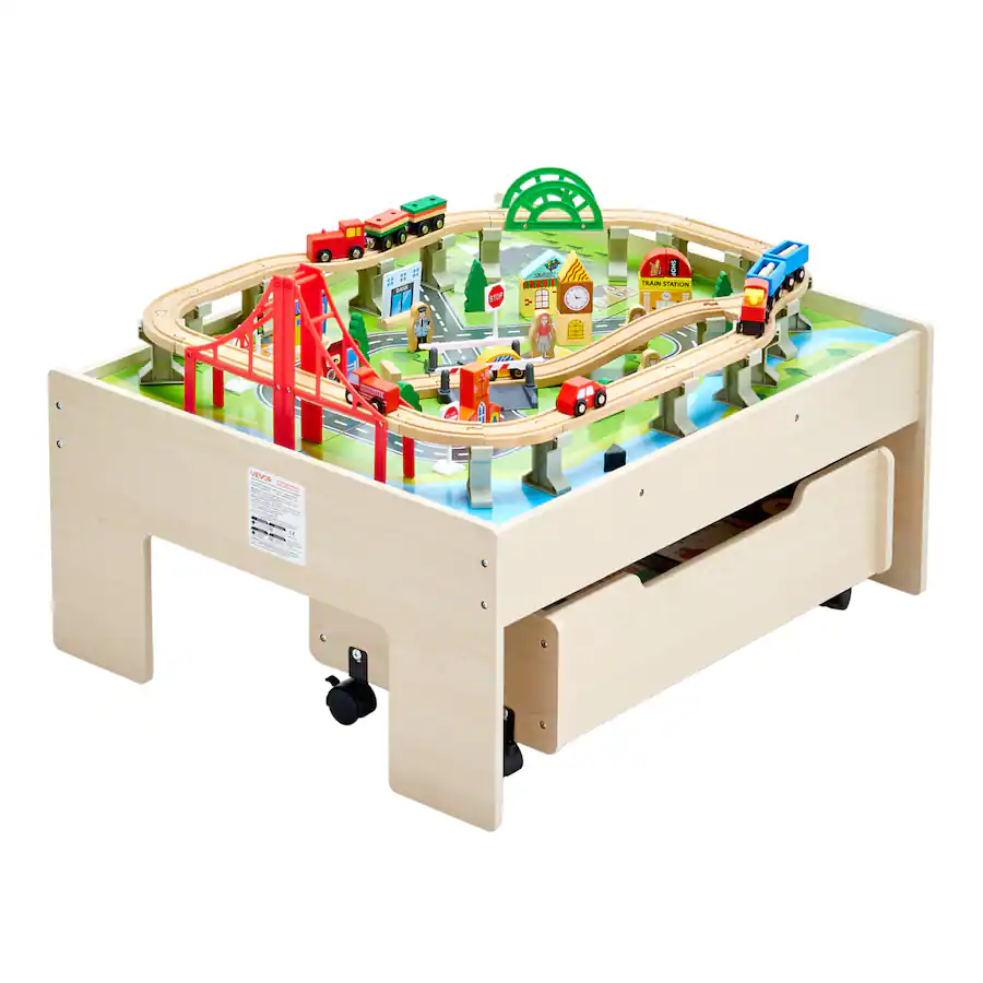 Target Train Table VEVOR Train Table, 100 Multicolor Pieces Wooden Kids Activity Table ...