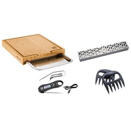 ZWILLING - BBQ+ 4-pc Grill Smoker Set, Bamboo Cutting Board with Tray, Smoker Box, Digital Thermometer, Meat Claws - Stainless Steel