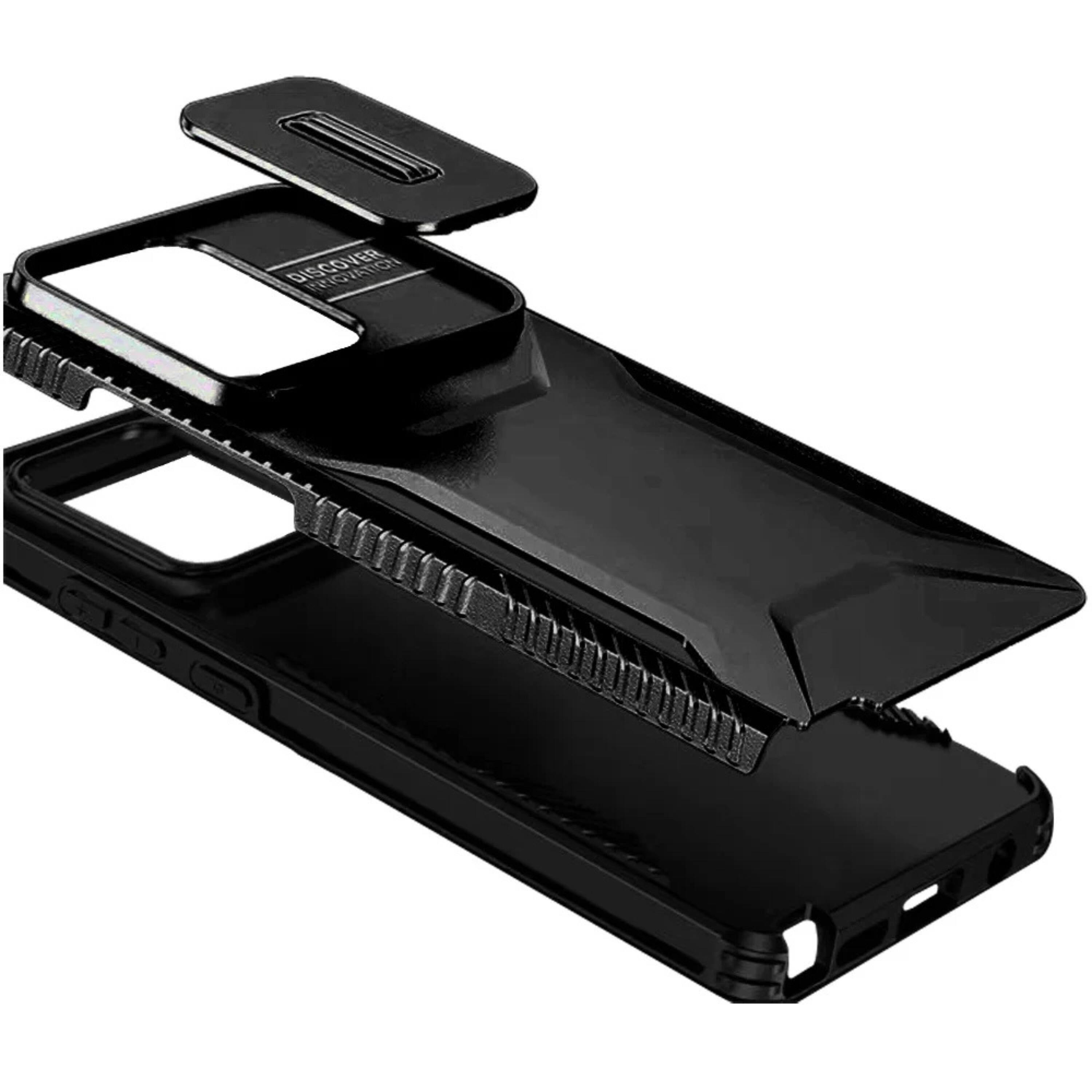 Left. Kitcheniva - Side Grip Rugged Case For Moto G 2025 2026 G Play 2026 With Sliding Camera Cover Black - Black.