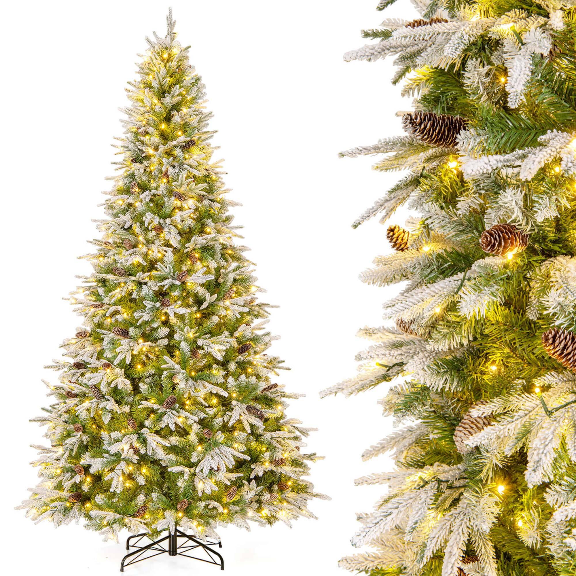 Alt View 10. Costway - Costway 9 FT Artificial Christmas Tree Hinged Xmas Tree with 1871 Branch Tips 690 Lights - Green,White.