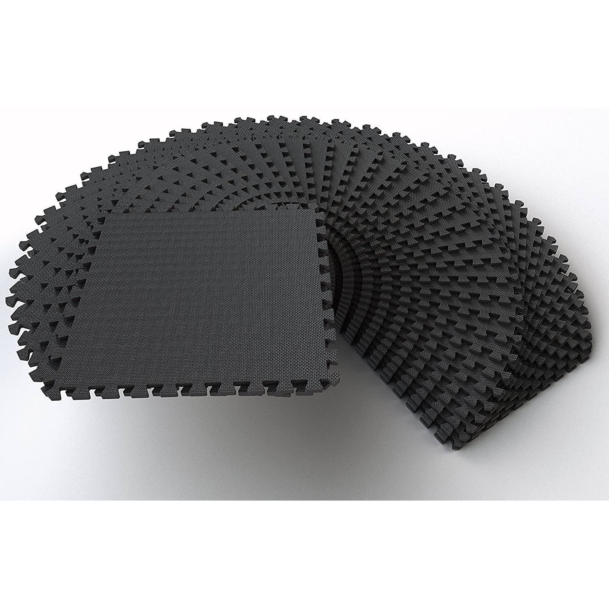 Alt View 4. BalanceFrom Fitness - BalanceFrom Fitness 144 Sq Ft Interlocking EVA Foam Exercise Mat Tiles, Black - Black.