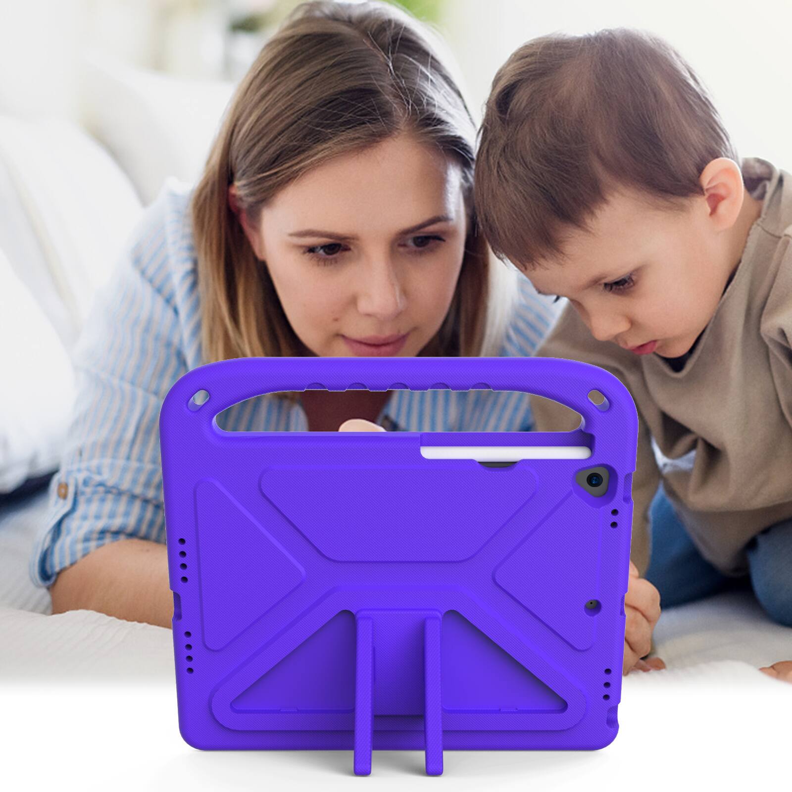 Alt View 2. UUCOVER - Lightweight EVA Case for iPad 9th 8th 7th Gen 10.2-inch (2021/2020/2019) Shockproof Handle Kickstand Anti-Slip Cover - Purple.