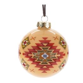 BreeBe - Western Glass Ball Ornament (Set of 6) - Beige, Red
