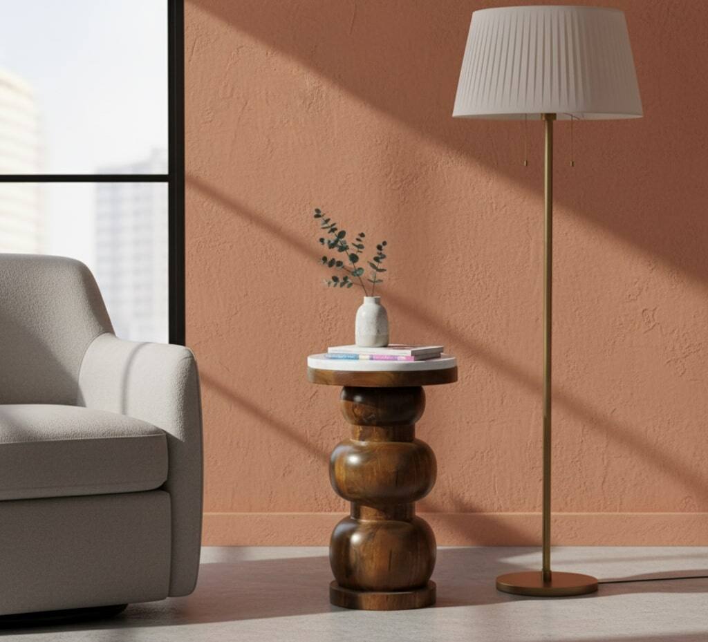 Alt View 4. Artisan Furniture - Artisan Furniture Solid Wood Marble Top Bulla Side Table - Brown.