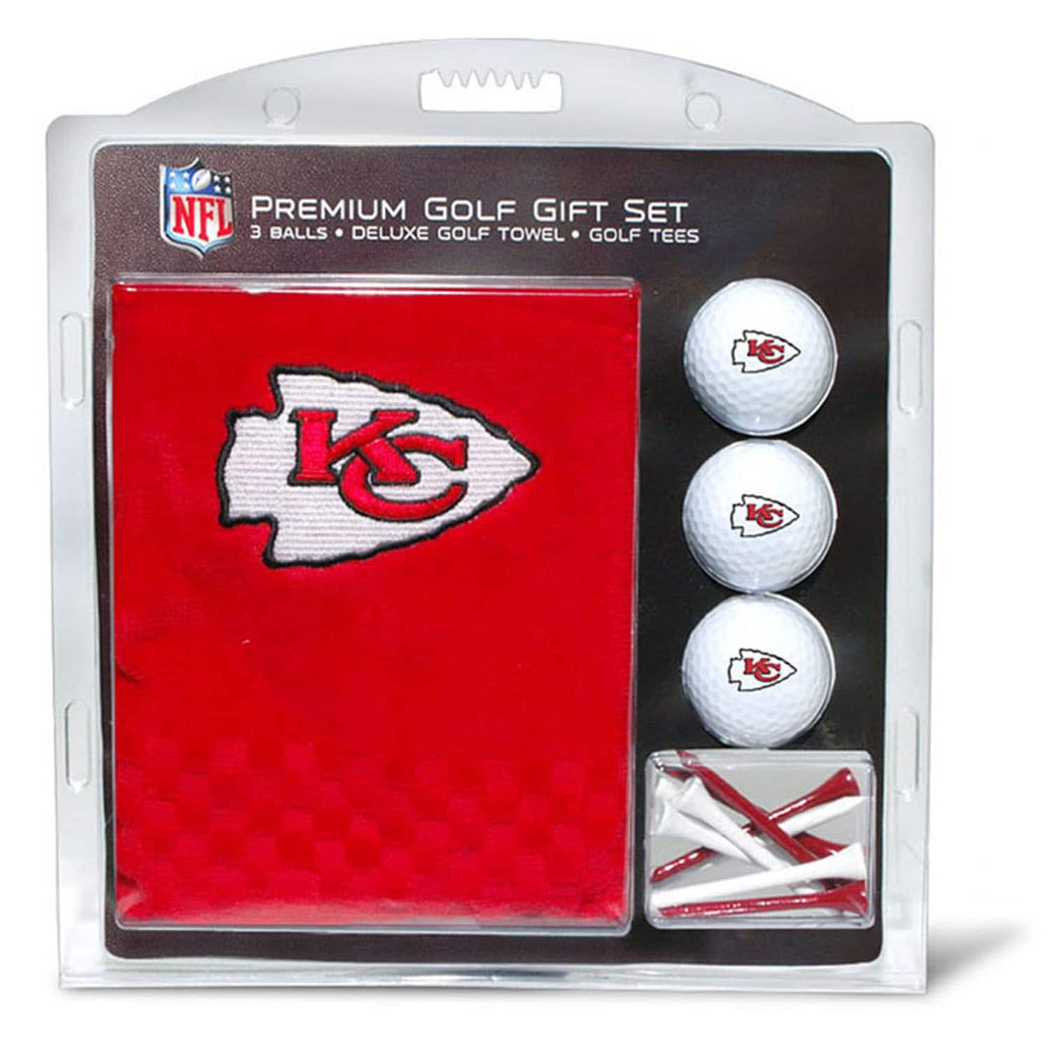 NFL PREMIUM GOLF GIFT SET  
3 BALLS • DELUXE GOLF TOWEL • GOLF TEES