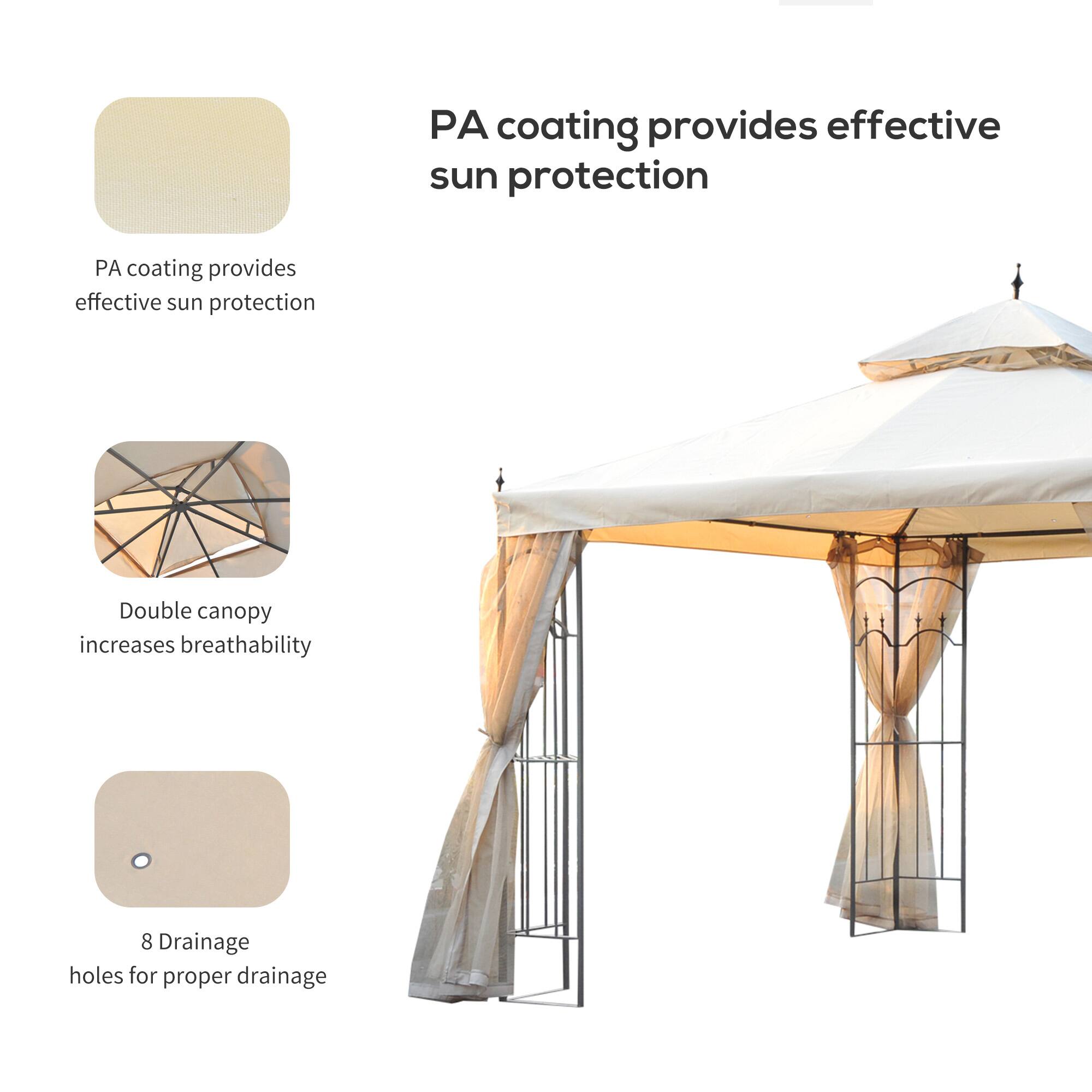 PA coating provides effective sun protection, Double canopy increases breathability, 8 Drainage holes for proper drainage