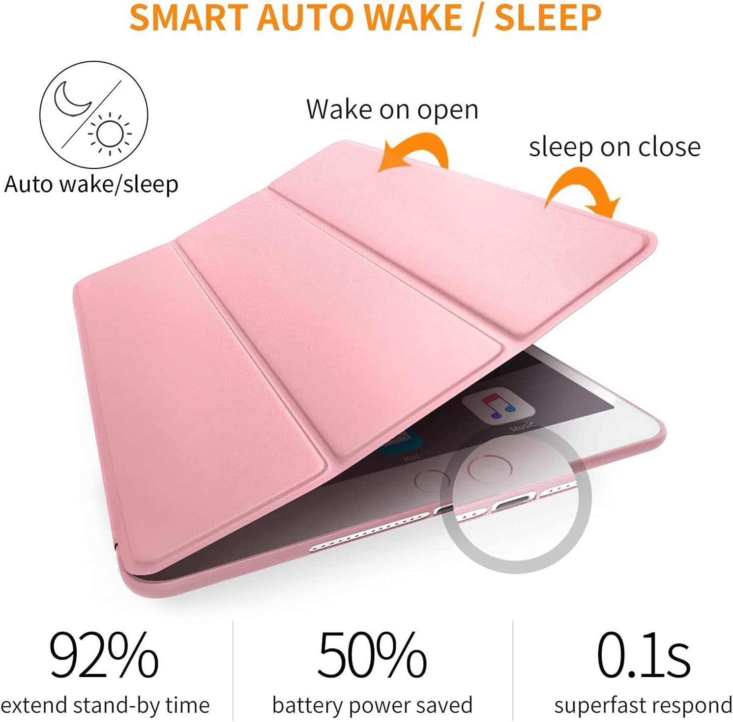 SMART AUTO WAKE / SLEEP

Auto wake/sleep
Wake on open
sleep on close

92% extend stand-by time
50% battery power saved
0.1s superfast respond