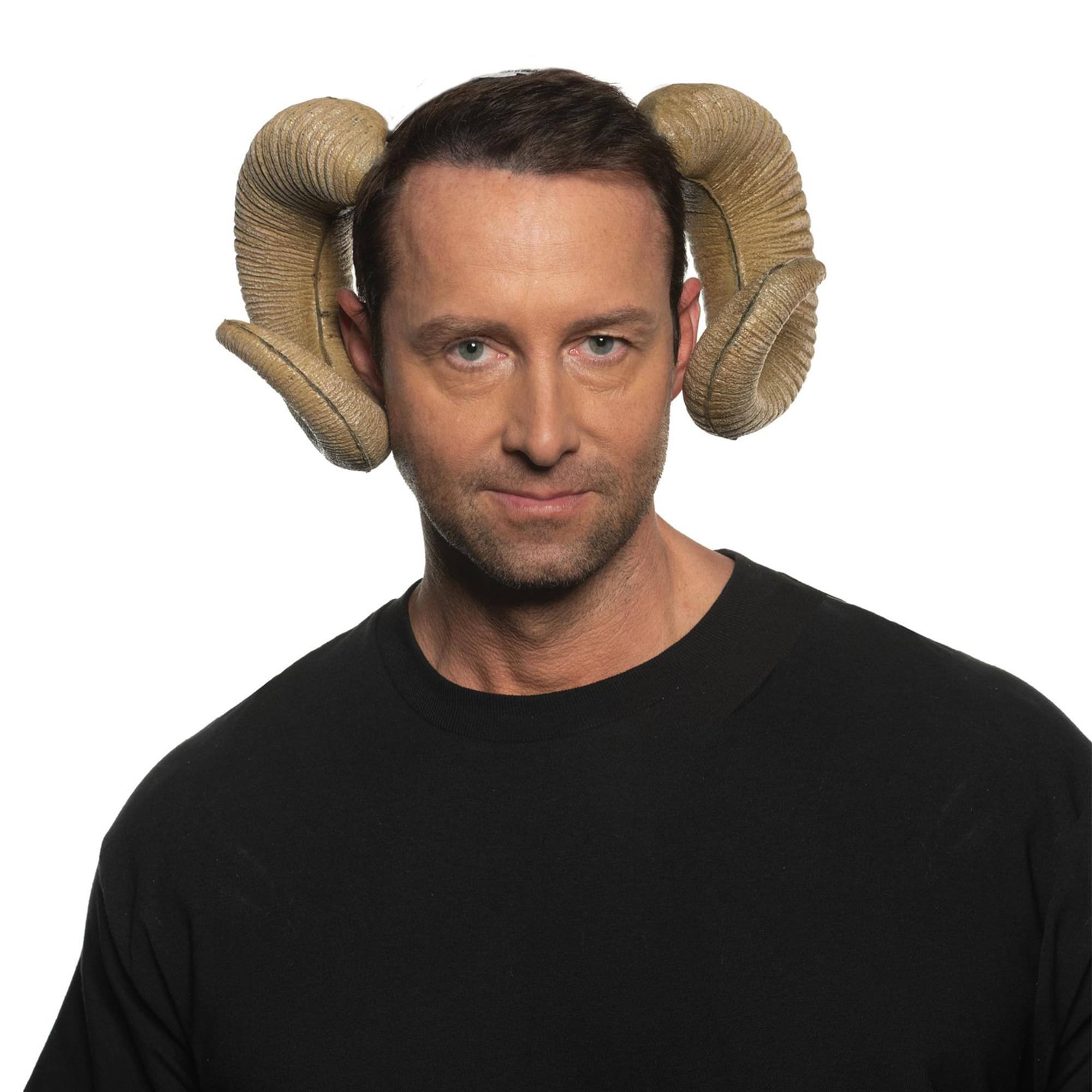 Front. Underwraps - Ram Horns Foam Adult Costume Headband - Brown.