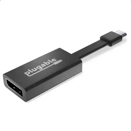 Front. Plugable - USB C to DisplayPort Adapter 4K 60Hz,Thunderbolt3 to DP,Driverless - Black.