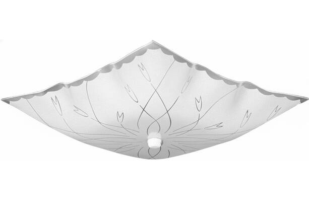 Front. FINEAK - 12" Etched White Square Glass Close-to-Ceiling Light.