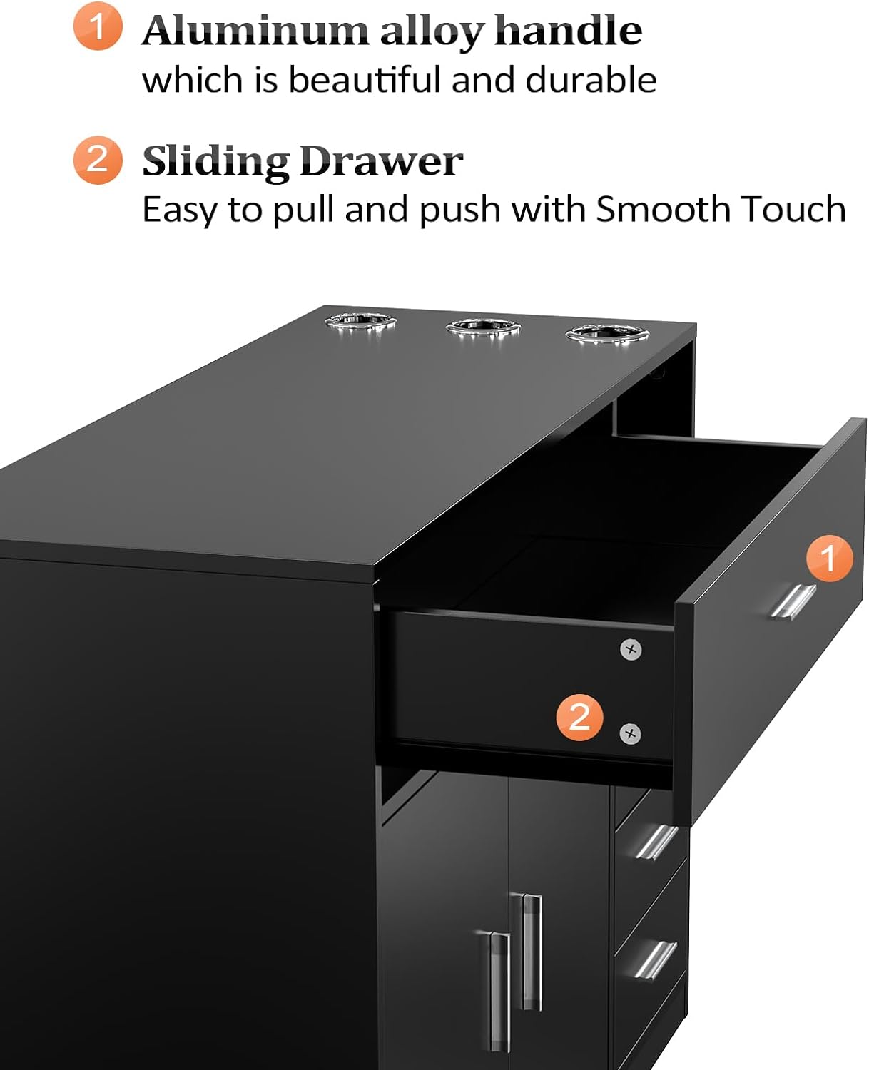 1. Aluminum alloy handle which is beautiful and durable  
2. Sliding Drawer Easy to pull and push with Smooth Touch