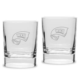Jardine - Western Kentucky Hilltoppers 2-Piece 11.75oz. Square Double Old Fashioned Glass Set - Multicolor