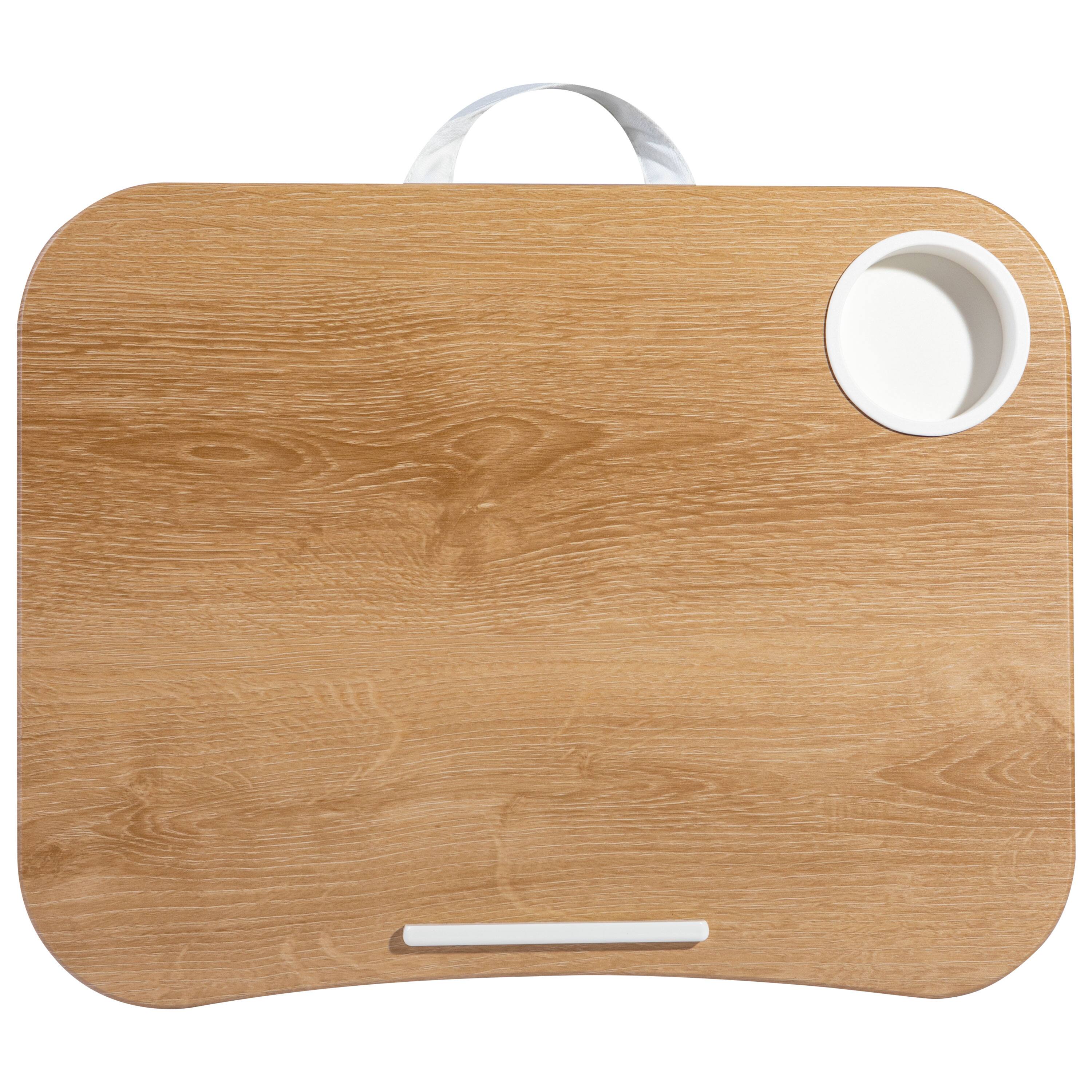 Alt View 3. LapGear - Cup Holder Lap Desk (Fits up to 14" Laptop) - White Oak Woodgrain.