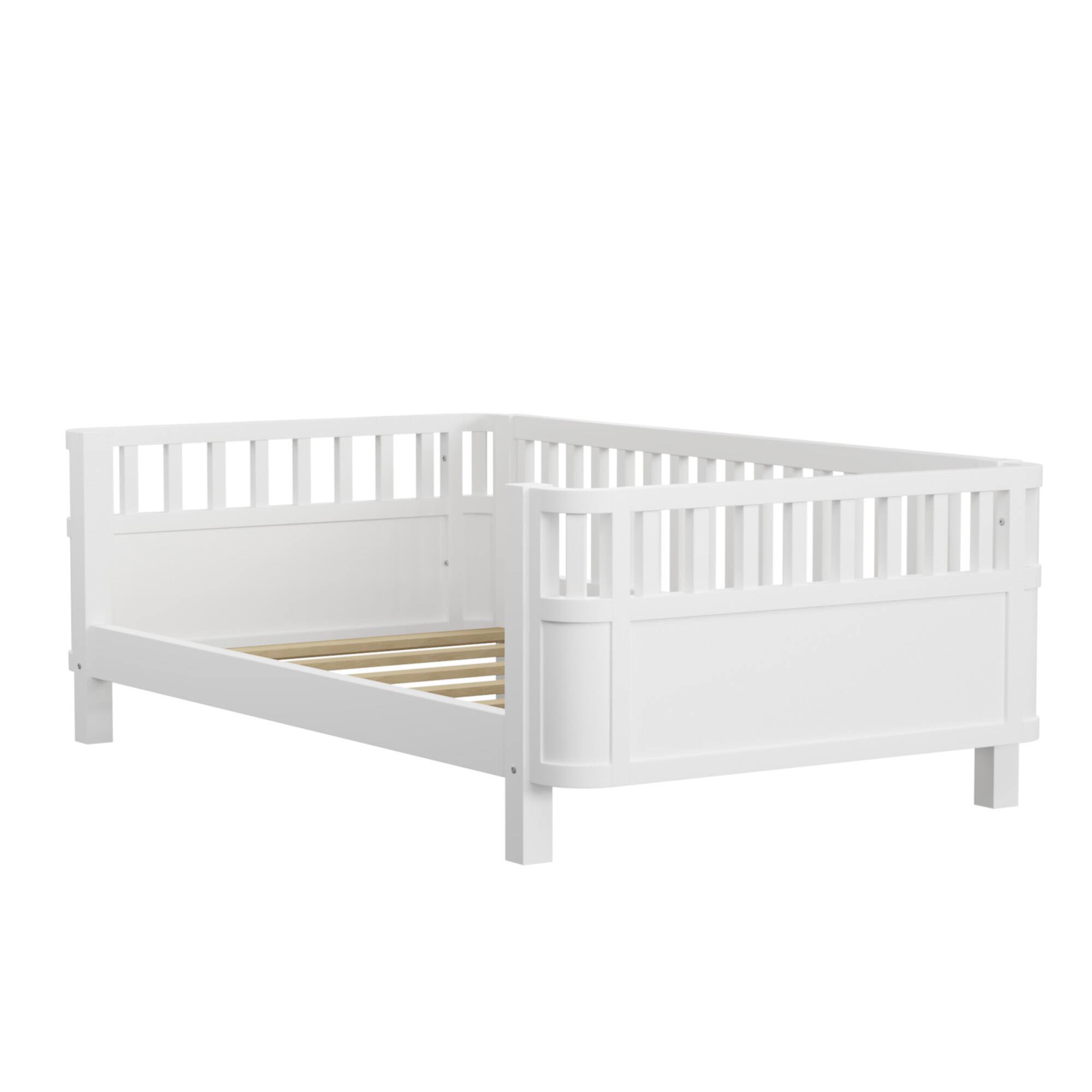Alt View 6. GOODSILO - Twin Size Wood Platform Bed for Children with Safety Rails and Low Profile Design - White.