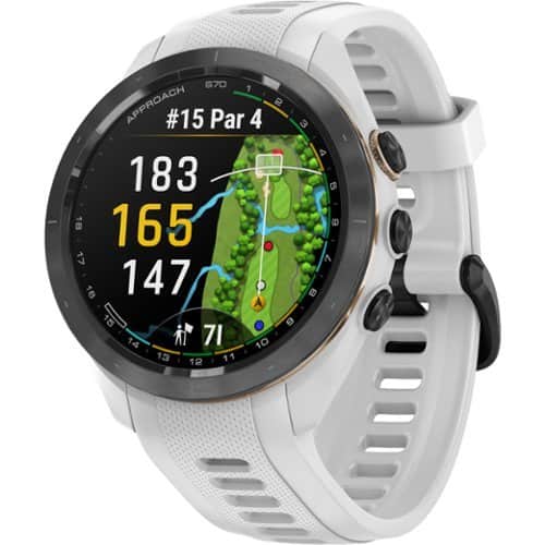 Garmin - Approach S70 GPS Smartwatch 42mm Ceramic - Black Ceramic Bezel with White Silicone Band - (2023)