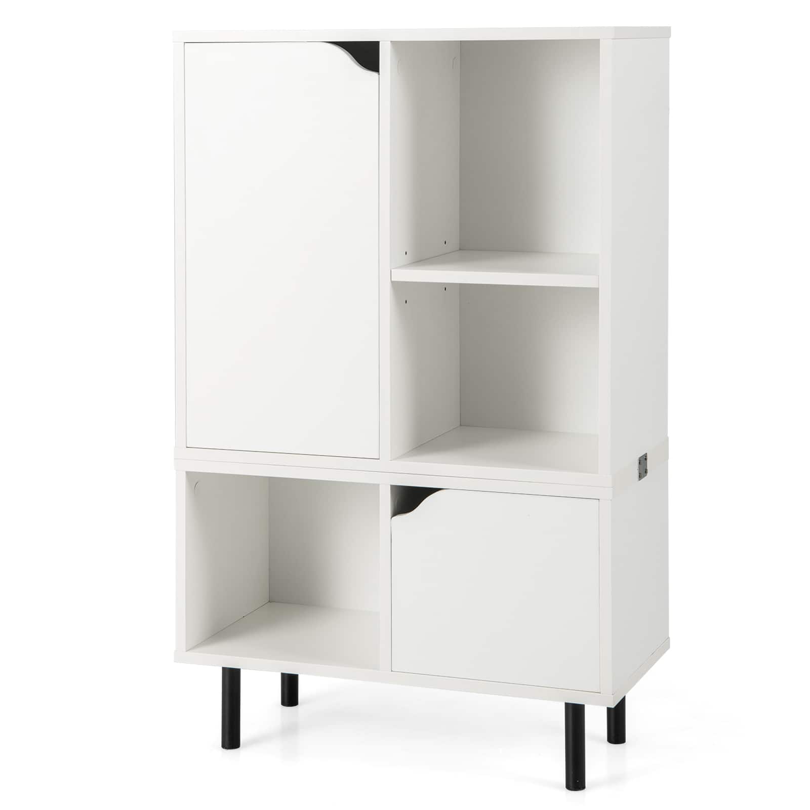 Ecooso - Stackable Bookcase with Adjustable Shelf and Cubes - White