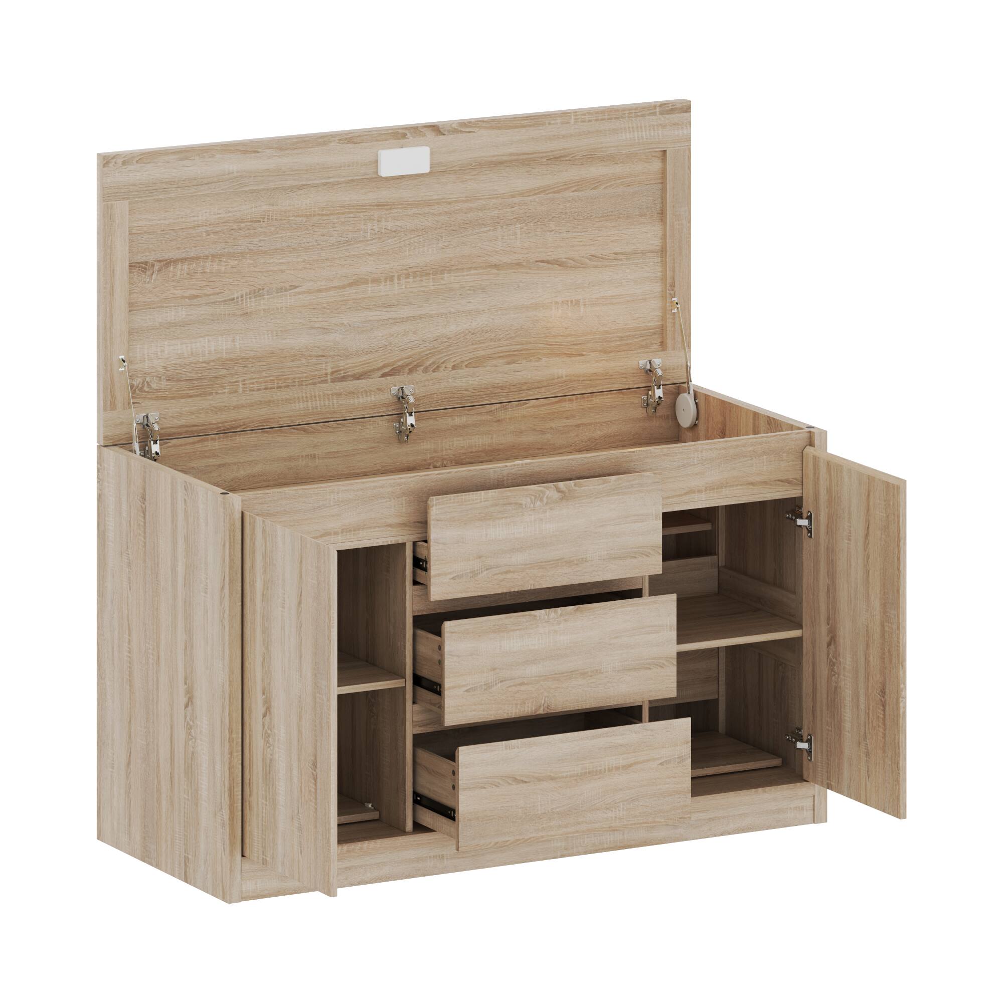 Left. Famapy - Famapy Multifunctional Storage Cabinet: Smart Security Meets Hidden Organization - Wooden.