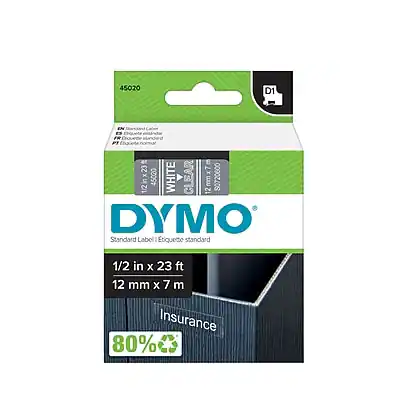 45020 D1L
DYMO
Standard Label / Étiquette standard
1/2 in x 23 ft
12 mm x 7 m
Insurance
80%
WHITE
S0720600